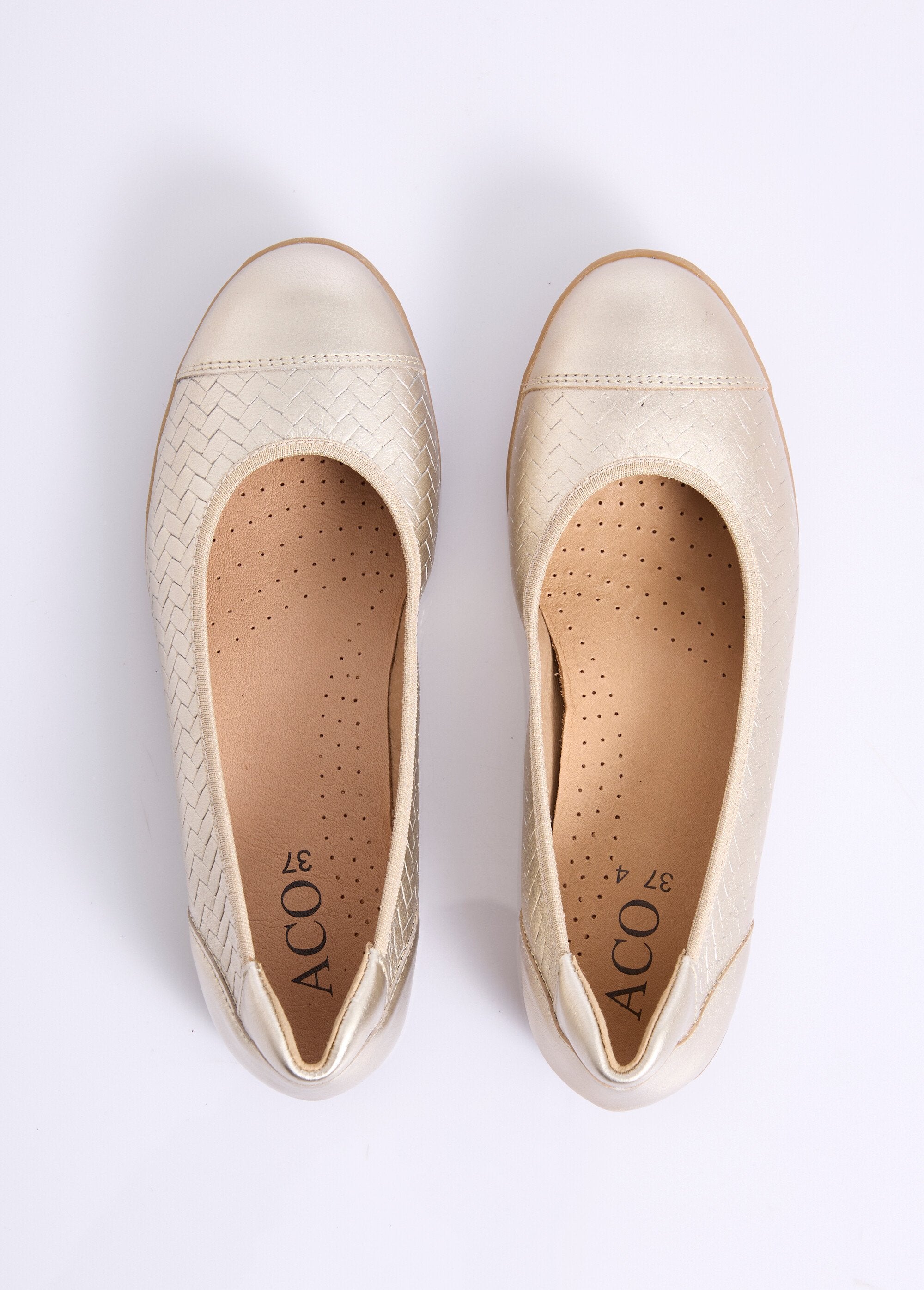 Comfortable_ballet_flats,_braided-effect_leather_Golden_OV1_slim