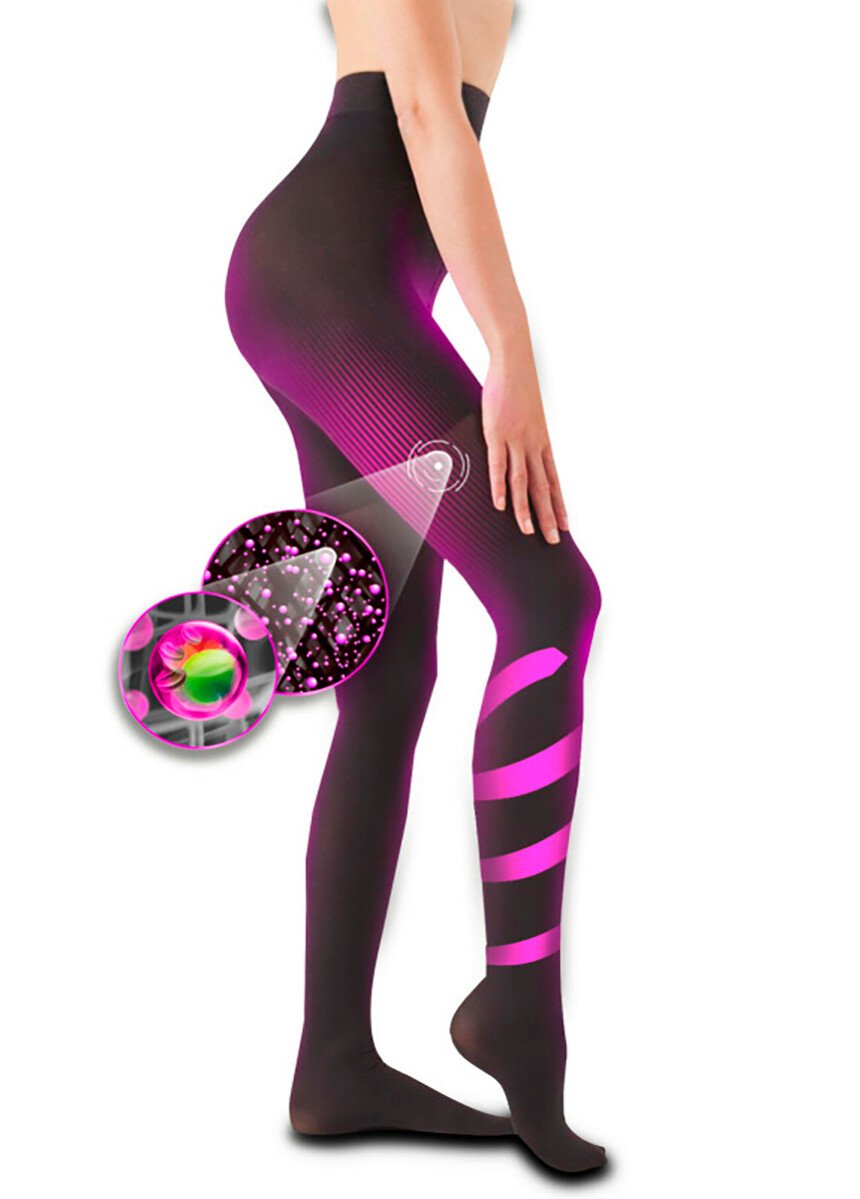 Tripe action slimming thermo tights Black Afibel