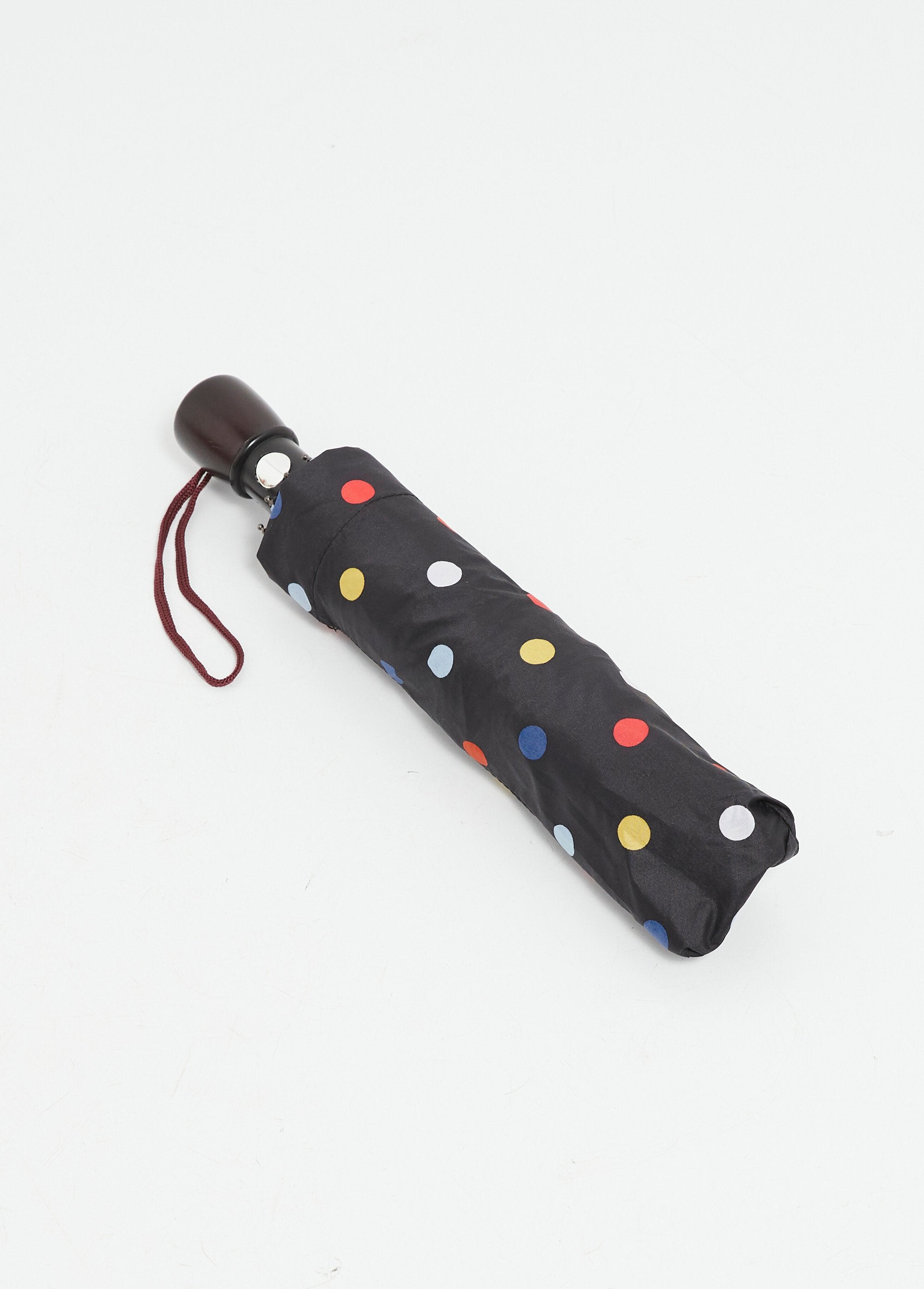 Fancy_automatic_folding_umbrella_Black_multicolor_polka_dots_FA1_slim