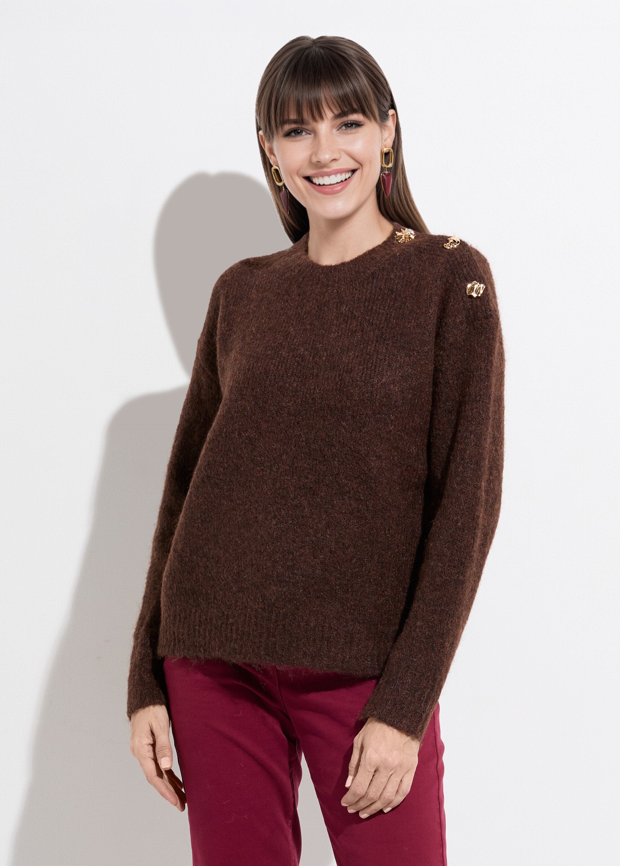 Round_neck_sweater,_metal_jewel_buttons_Chocolate_FA1_slim
