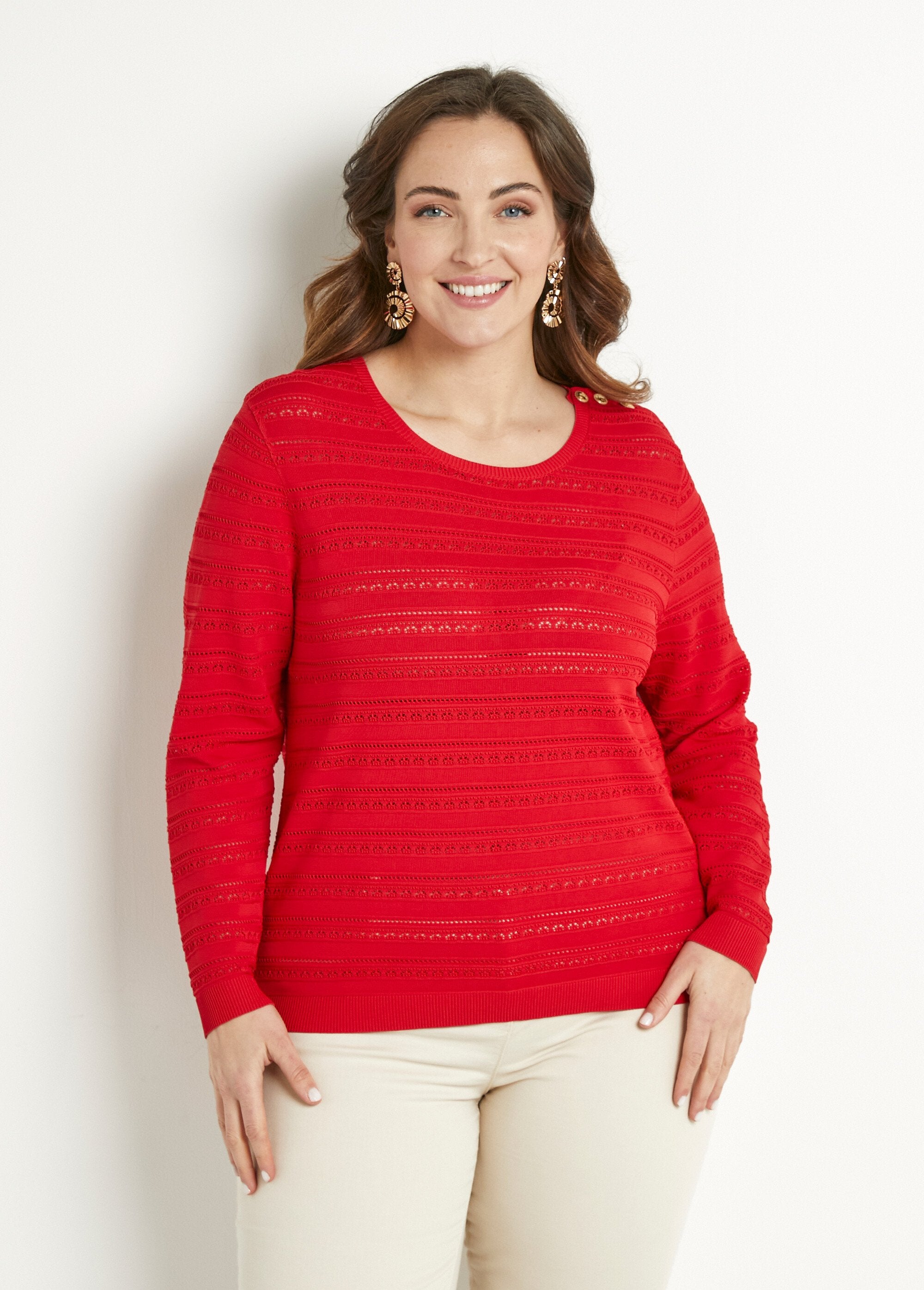 Soft_short_round_neck_plain_long_sleeve_sweater_Red_FA1_curvy