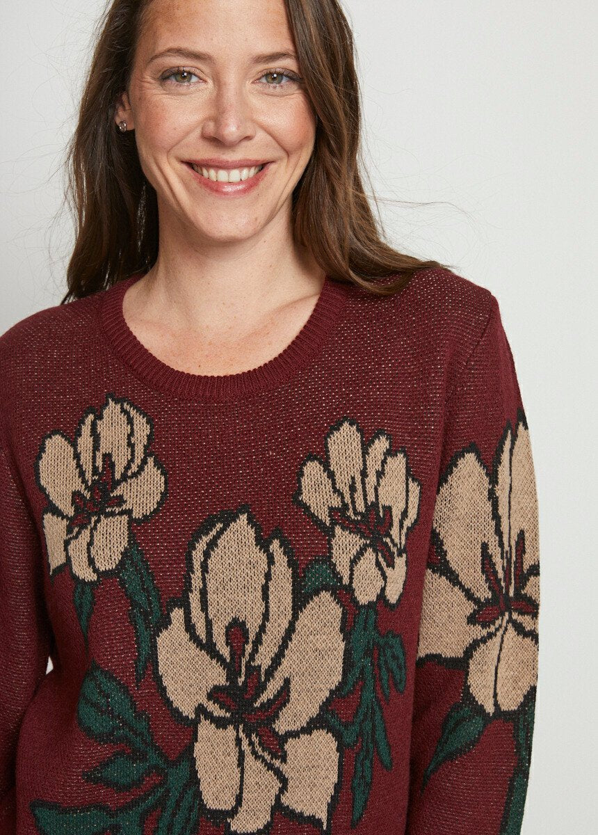 Floral_jacquard_round_neck_sweater_Bordeaux_DE1_slim