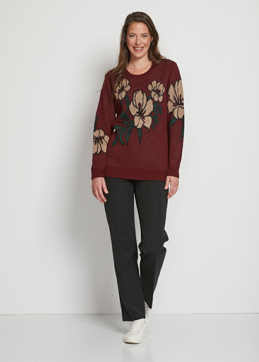 Floral_jacquard_round_neck_sweater_Bordeaux_SF1_slim