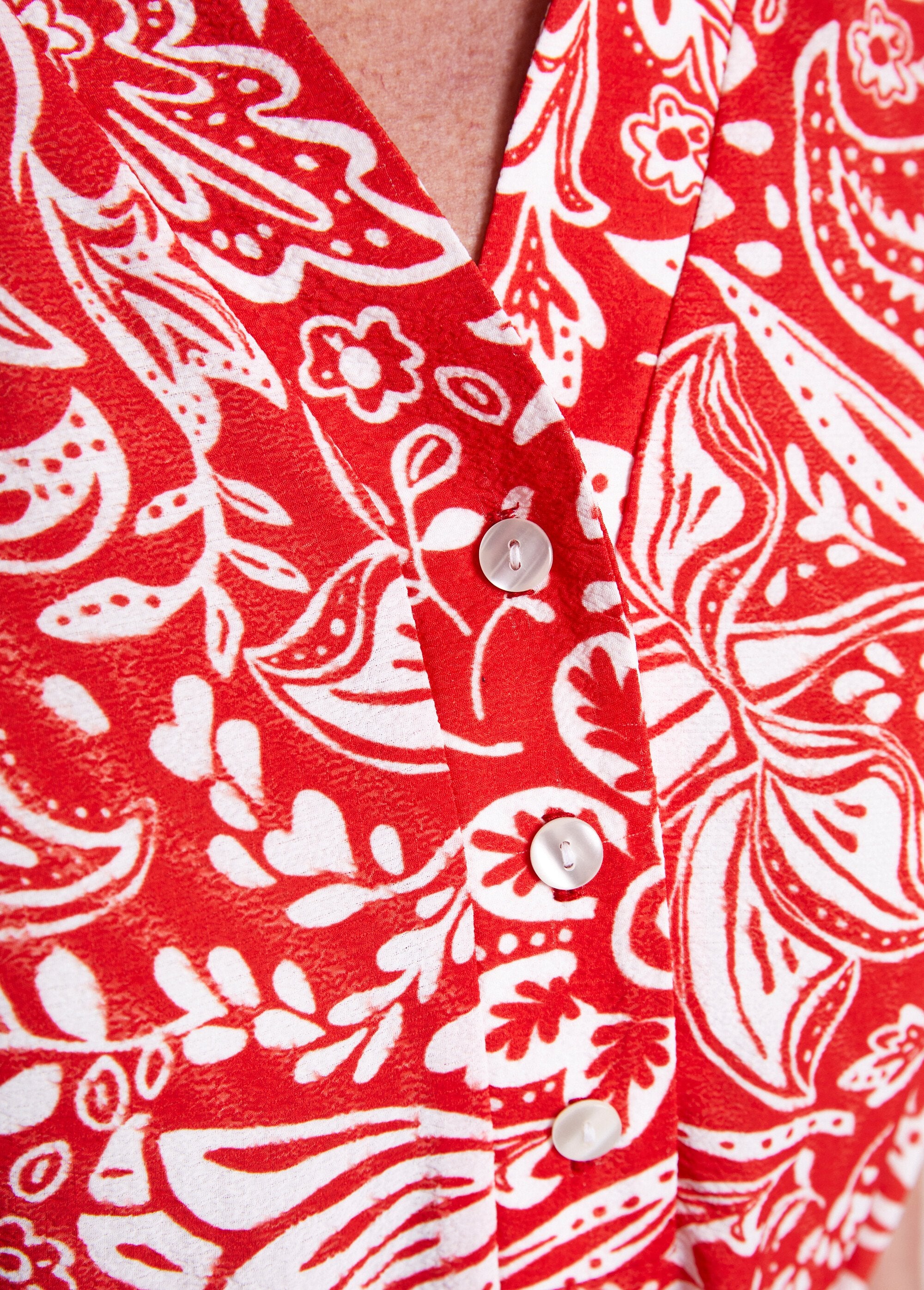 Short_dress_in_two-tone_waffle_fabric_Red_and_white_DE3_slim