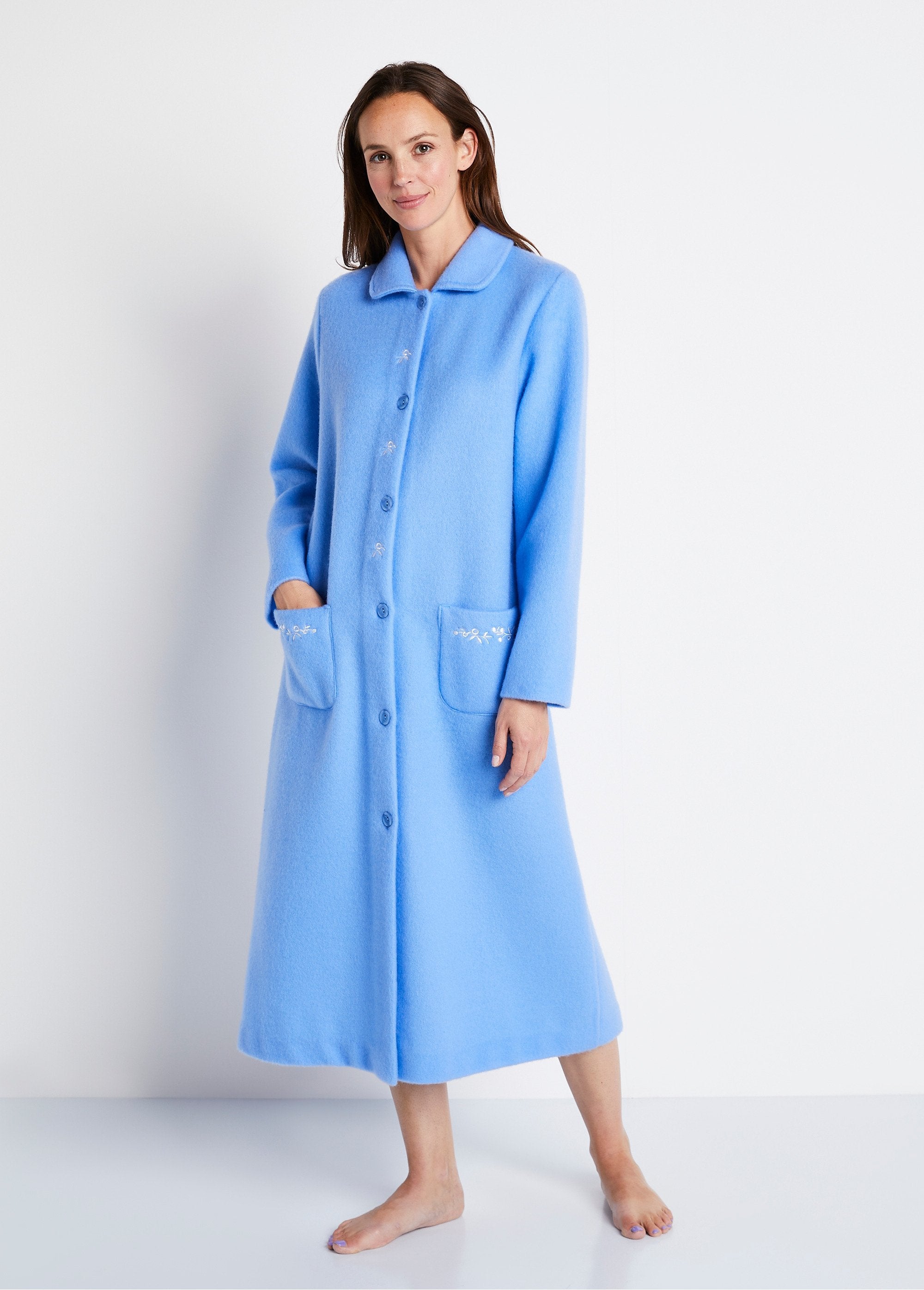 green emerald velvet dress Courtelle embroidered dressing gown bathrobe Blue