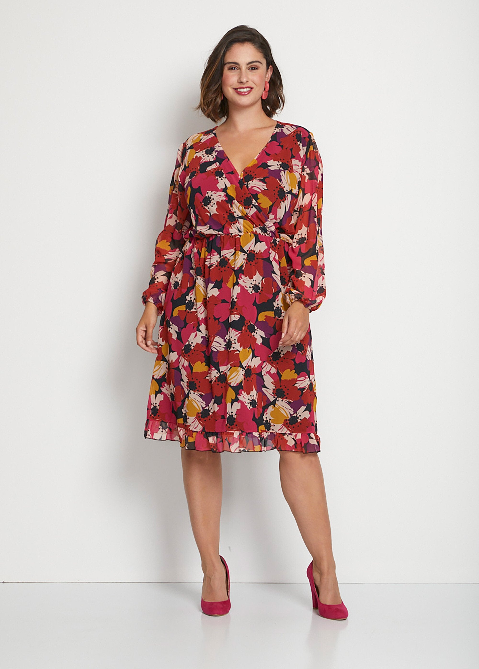 Floral print voile wrap dress Floral print Afibel