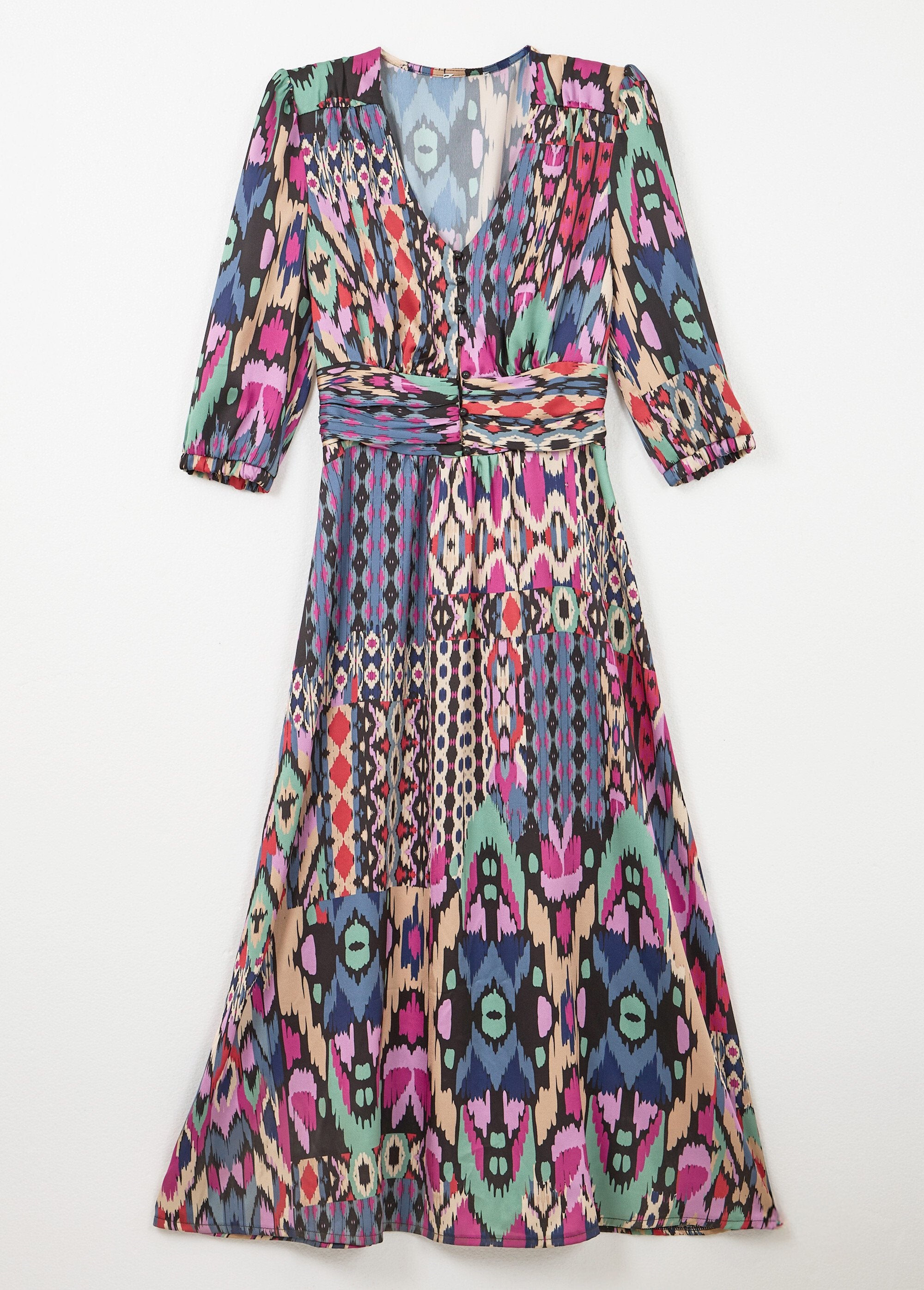 Long_satin_dress_with_ethnic_print_and_3/4_sleeves_Multicolor_AP1_slim