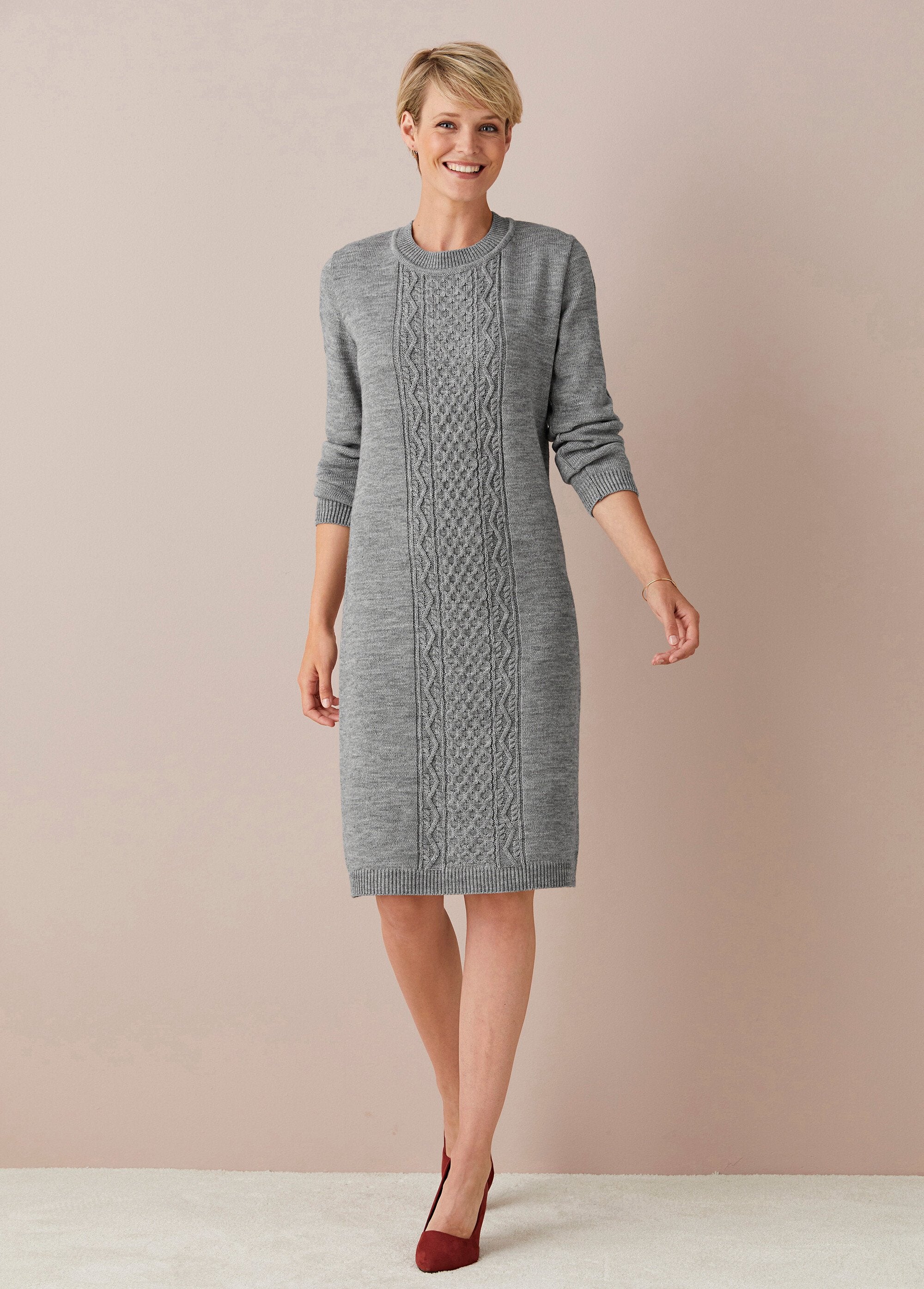 Short fancy knit sweater dress Gray | Afibel
