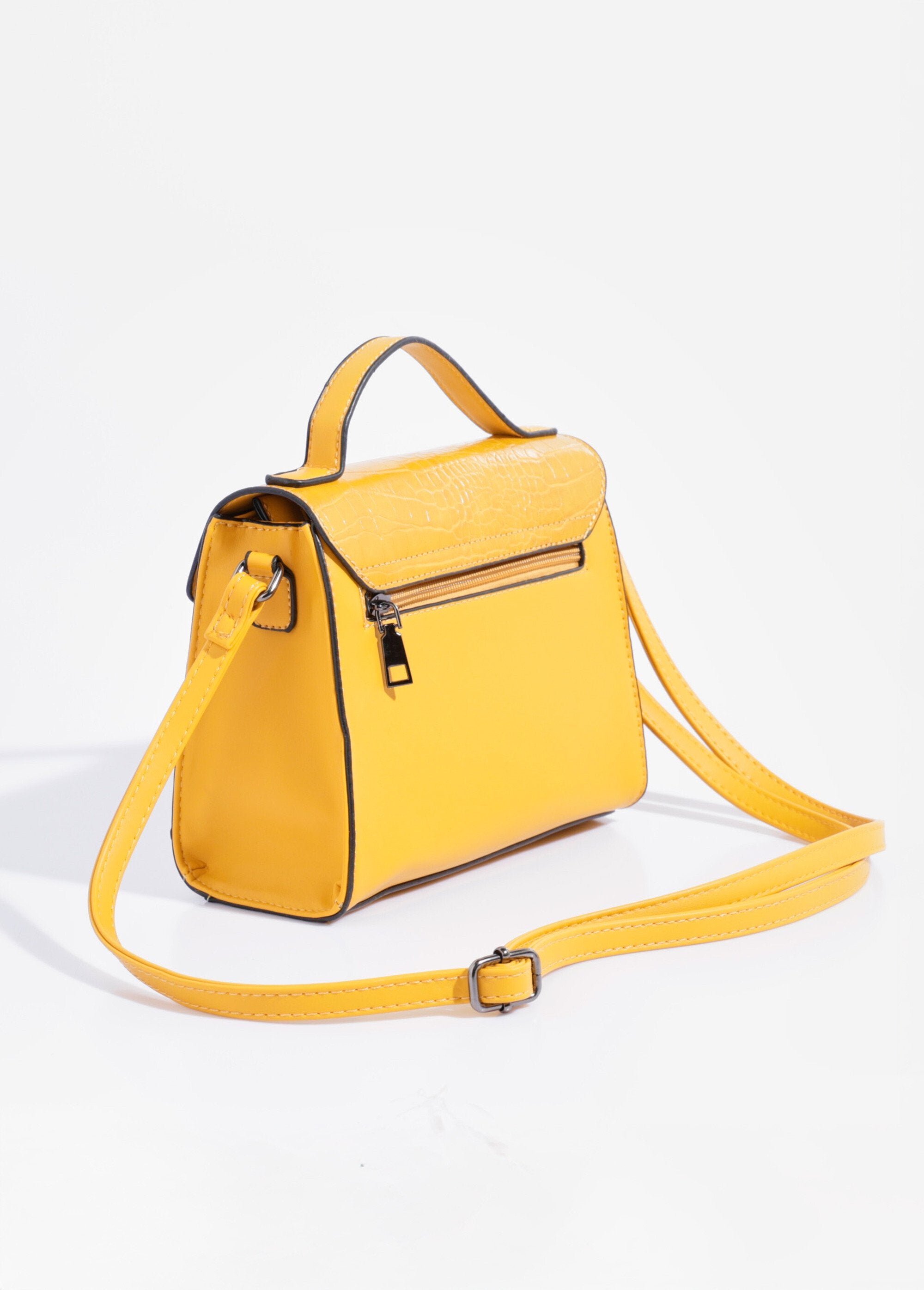 Reptile-look_handbag,_short_handle_YELLOW_DO1_slim