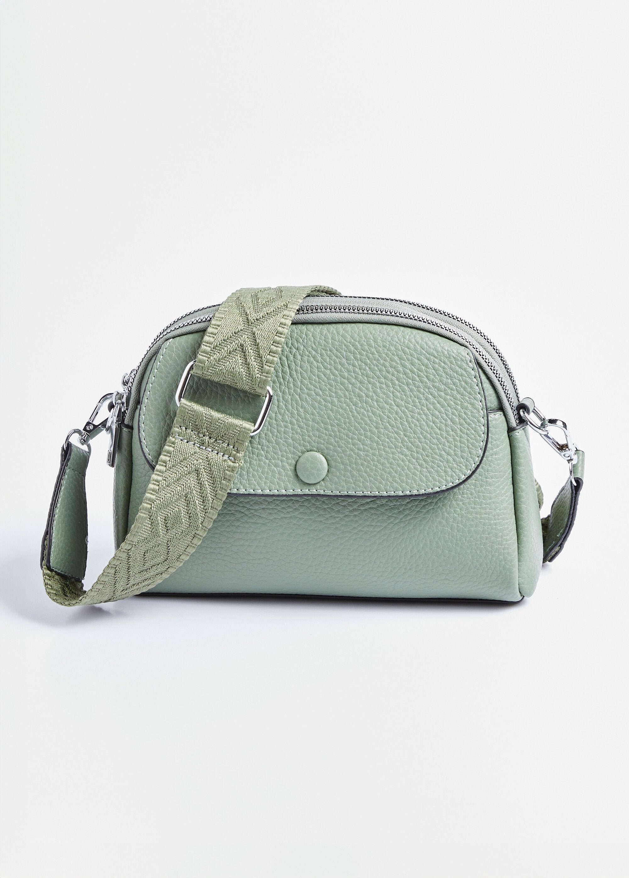 Grained_faux_leather_bag_with_shoulder_strap_Almond_green_FA2_slim