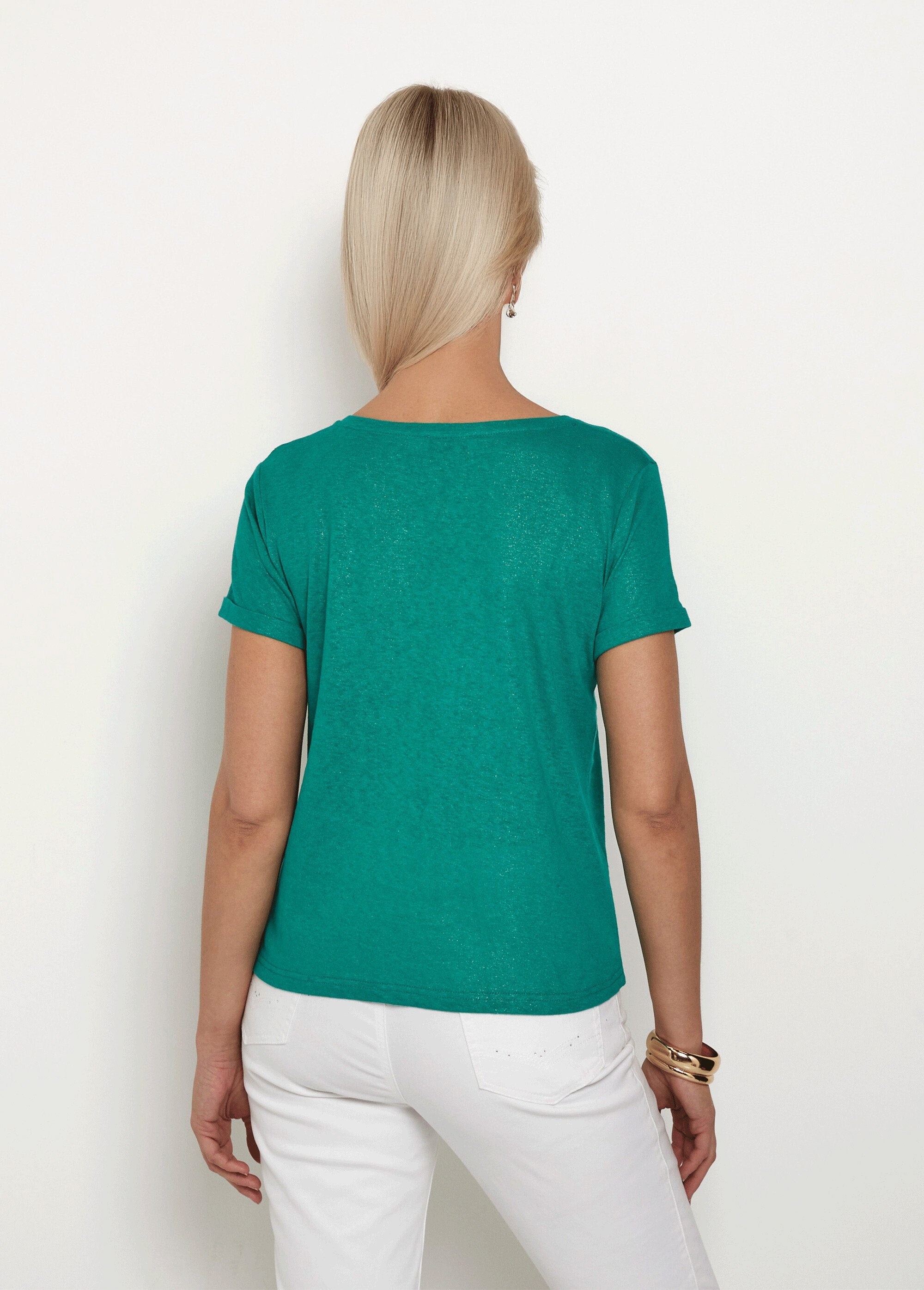 Metallic_mesh_t-shirt,_cotton_linen_Green_DO1_slim