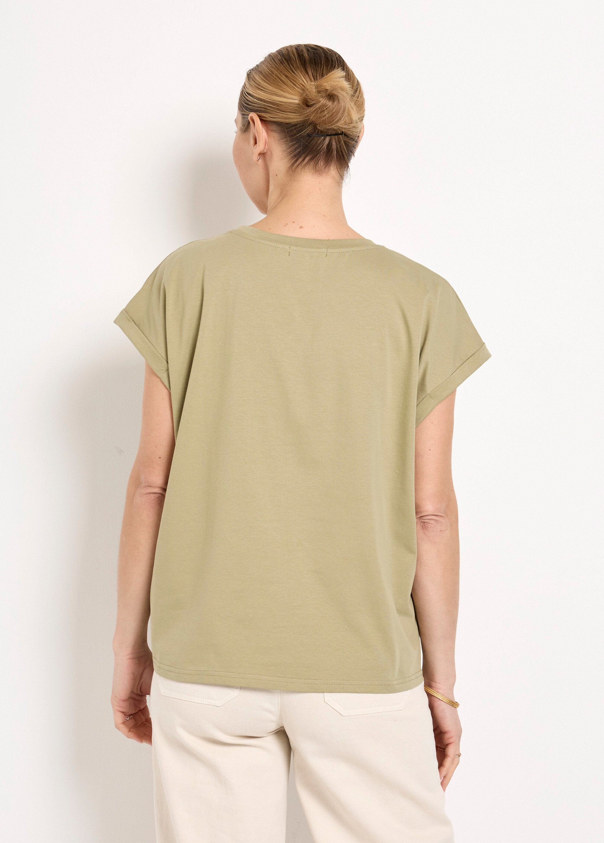 Short-sleeved_T-shirt_with_glittery_message_Khaki_DO1_slim