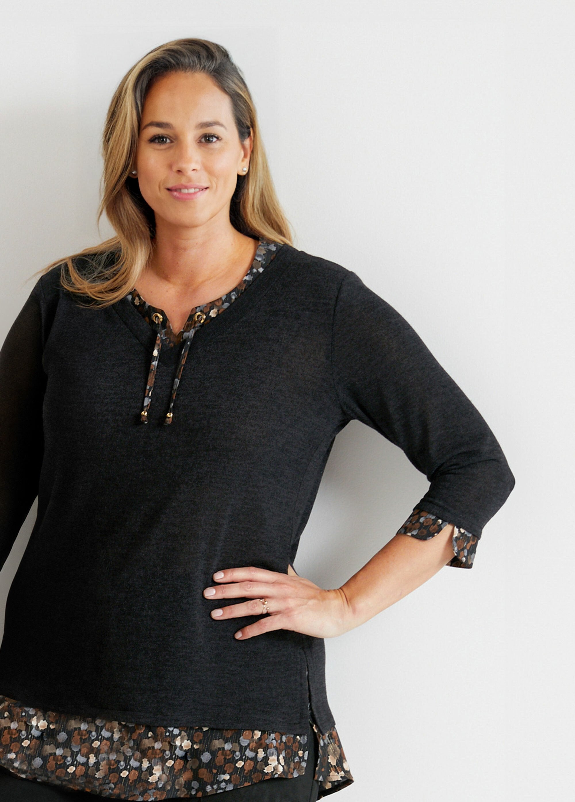 Fancy_2-in-1_3/4-sleeve_tunic_Black_FA1_slim