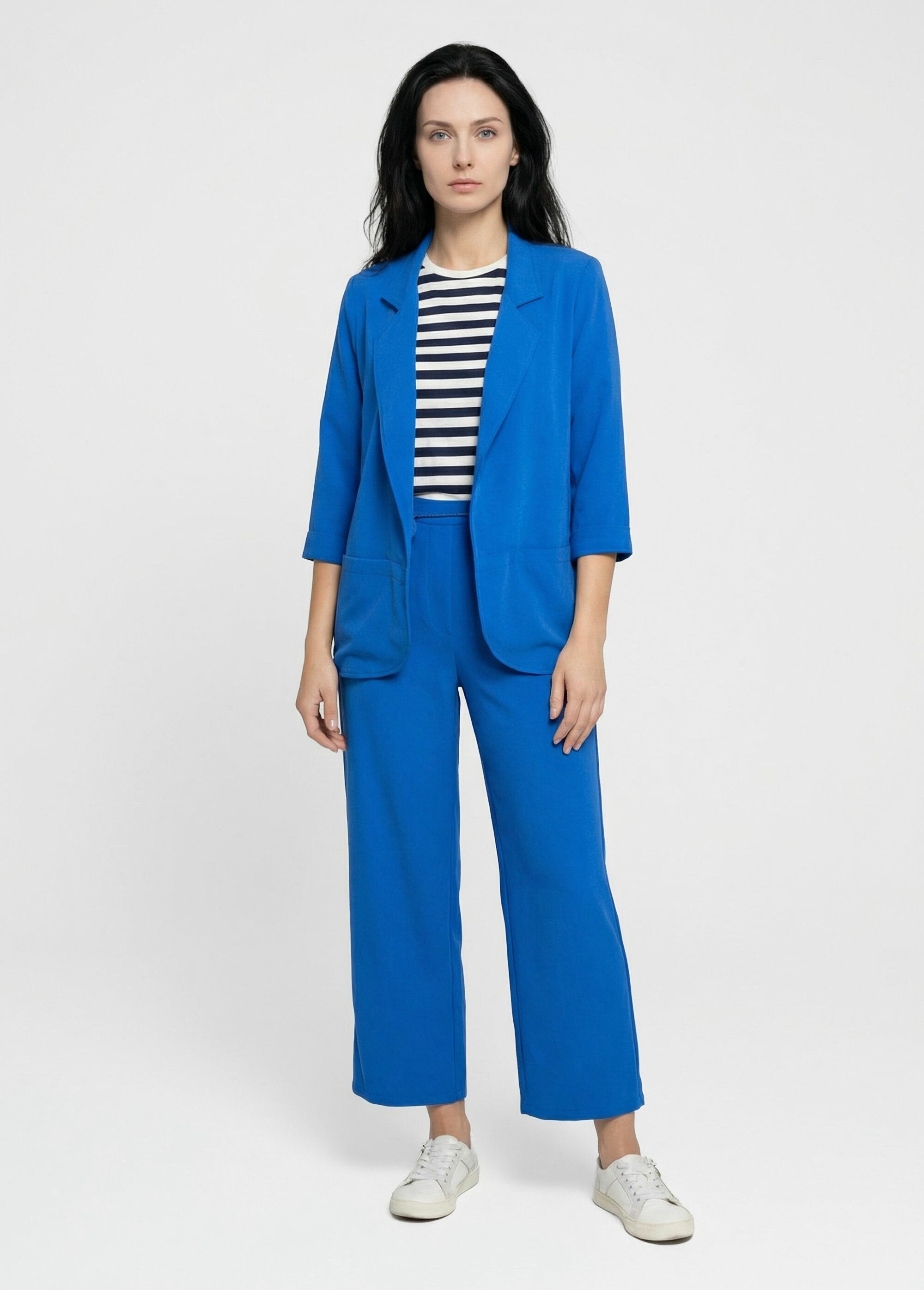 Veste_col_tailleur_manches_3/4_Essentiel_Bleu_vif_SF1_slim