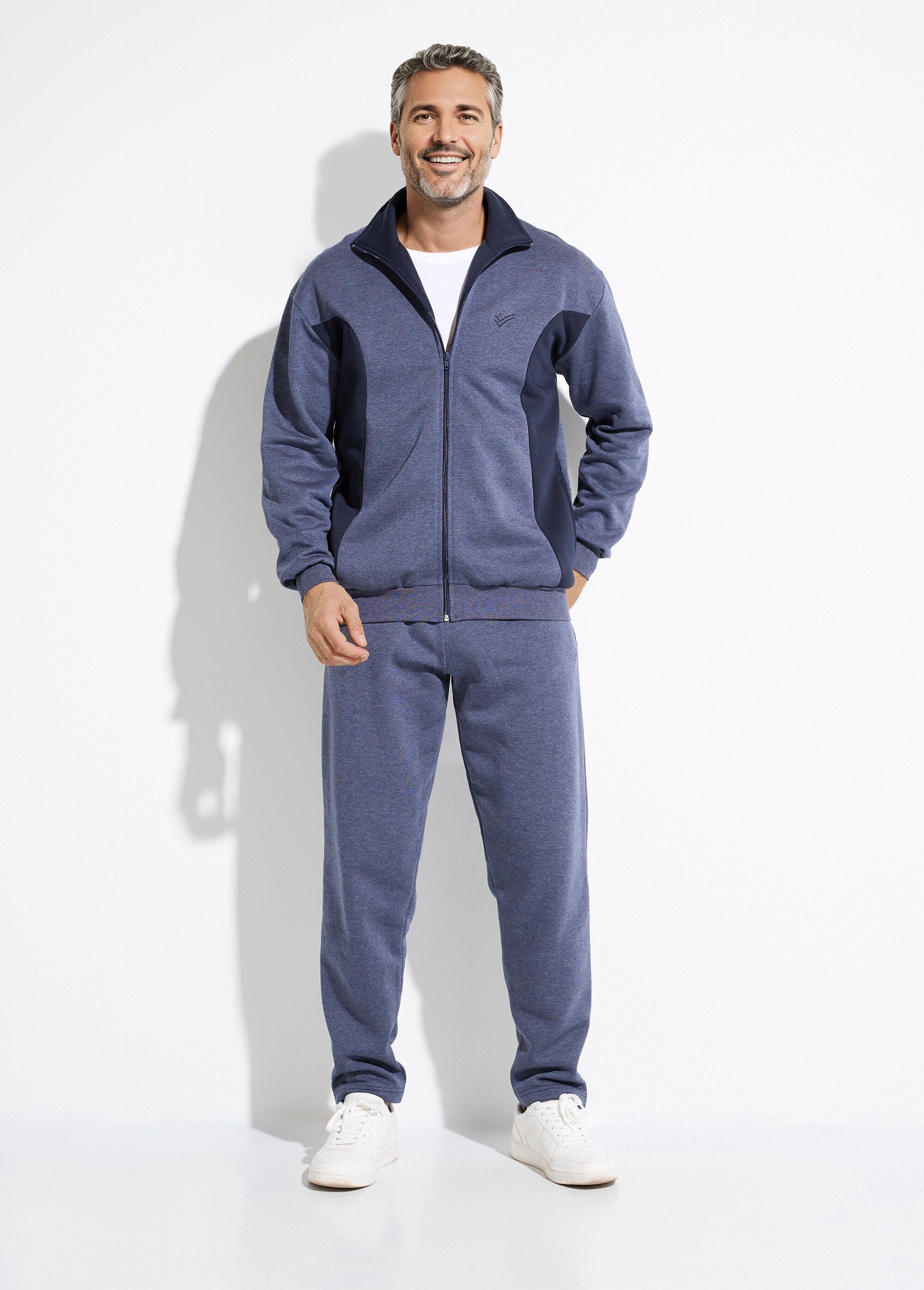 Two-tone_cotton_fleece_zip-up_lounge_jacket_Grey_and_navy_blue_SF1_slim