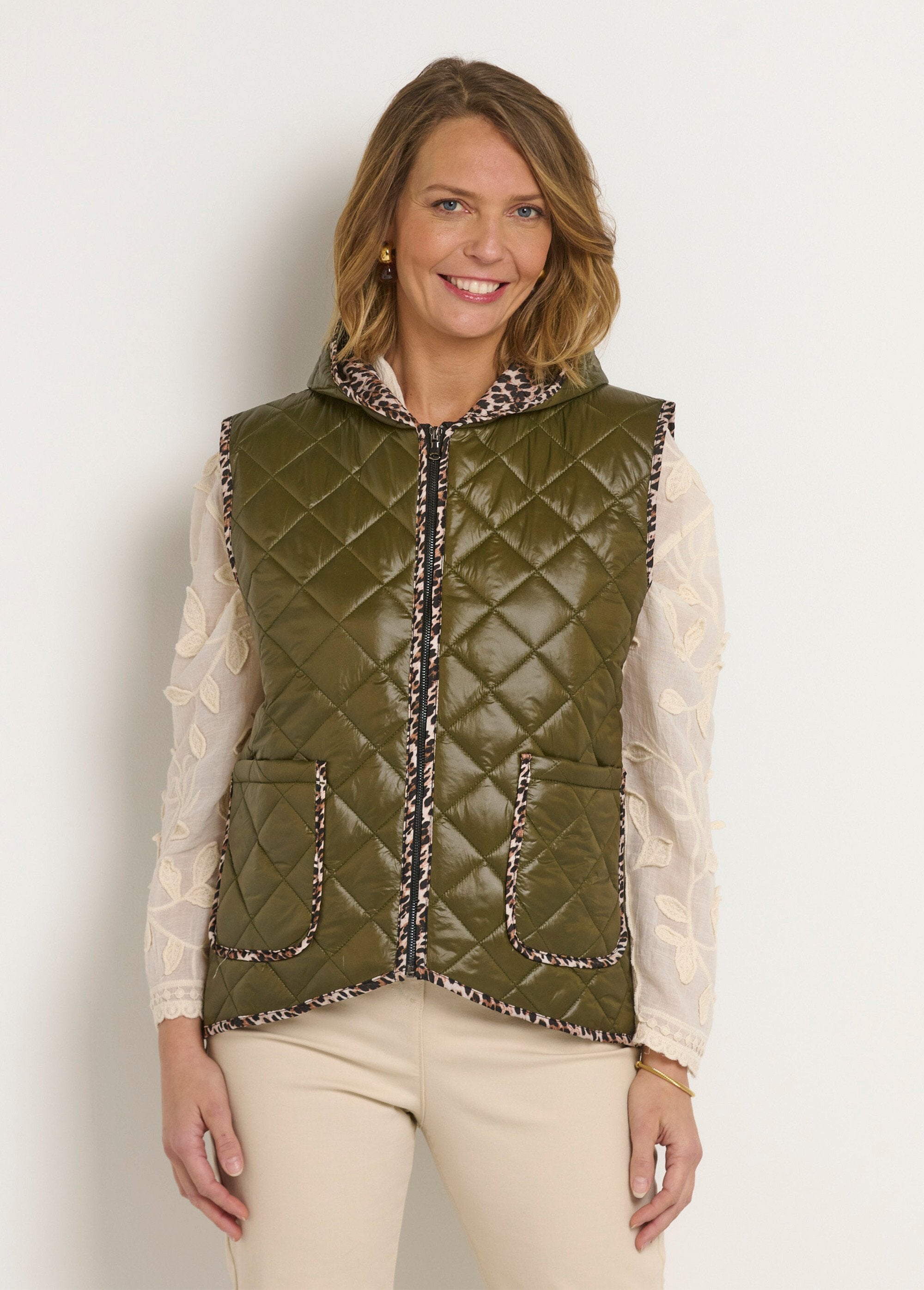 Quilted Jacket Khaki Sleeveless Jacket Sleeveless Quilted Jacket