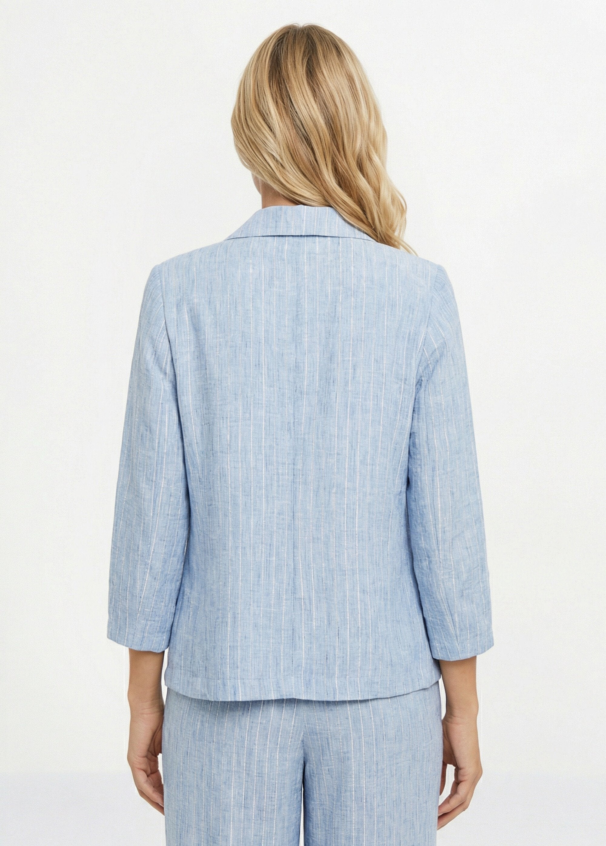 Veste_tailleur_rayée,_aspect_irrégulier_Bleu_DO1_slim