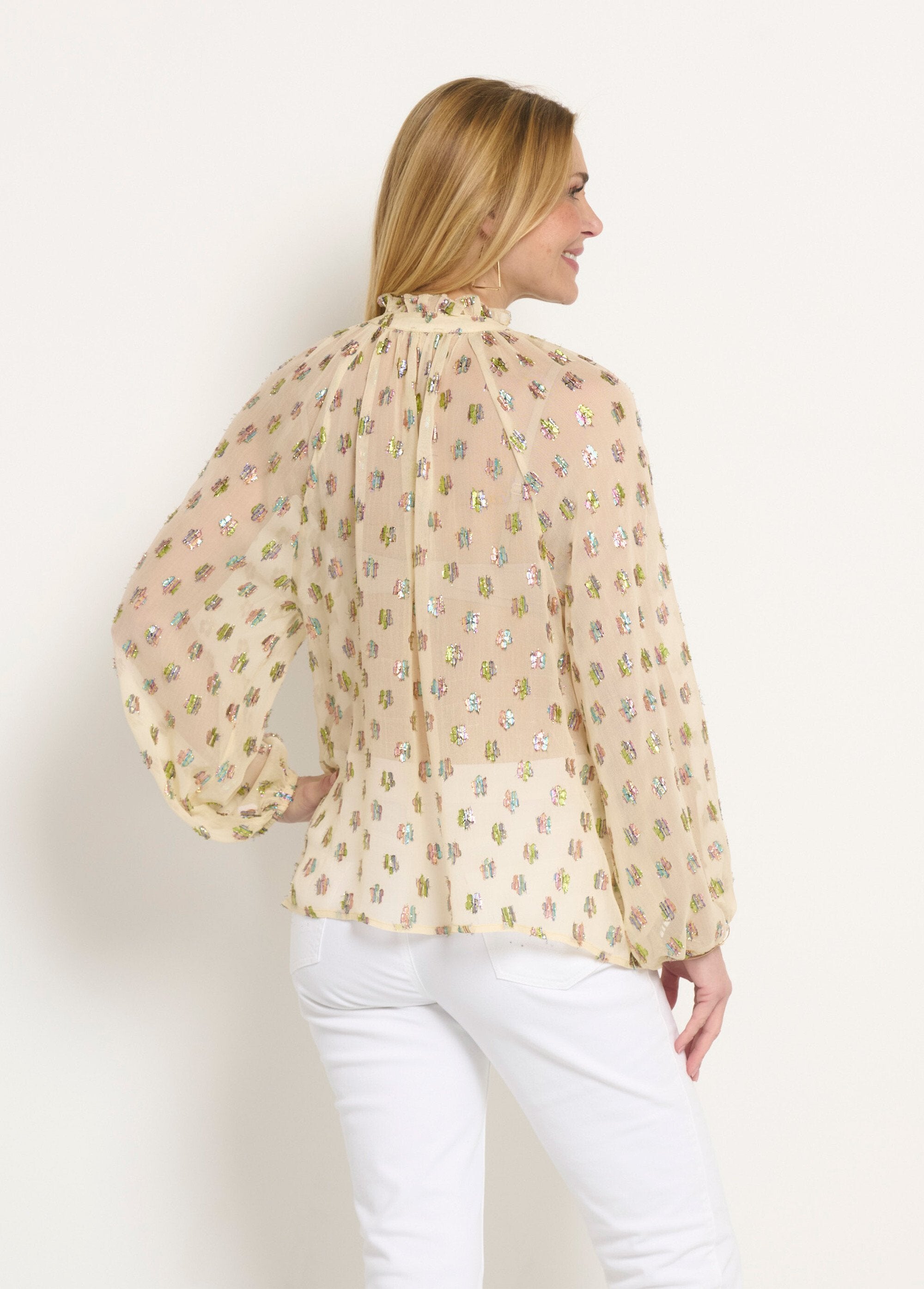 Metallic_patterned_voile_blouse_with_V-neck_Ecru_DO1_slim