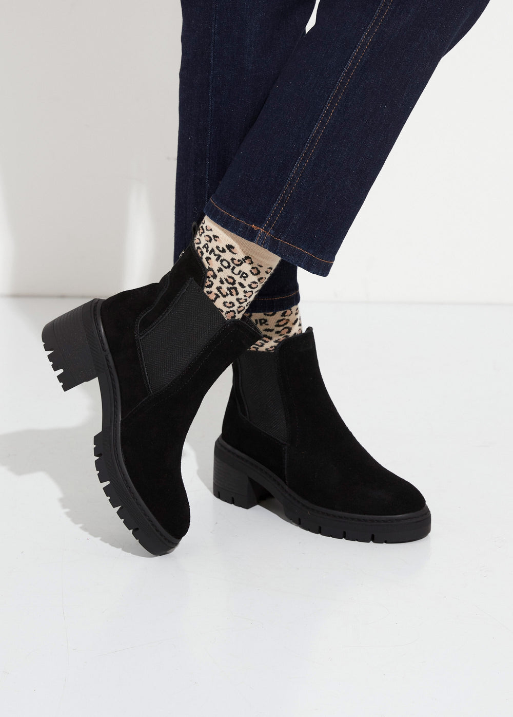 Fancy elastic Chelsea boots Black | Afibel