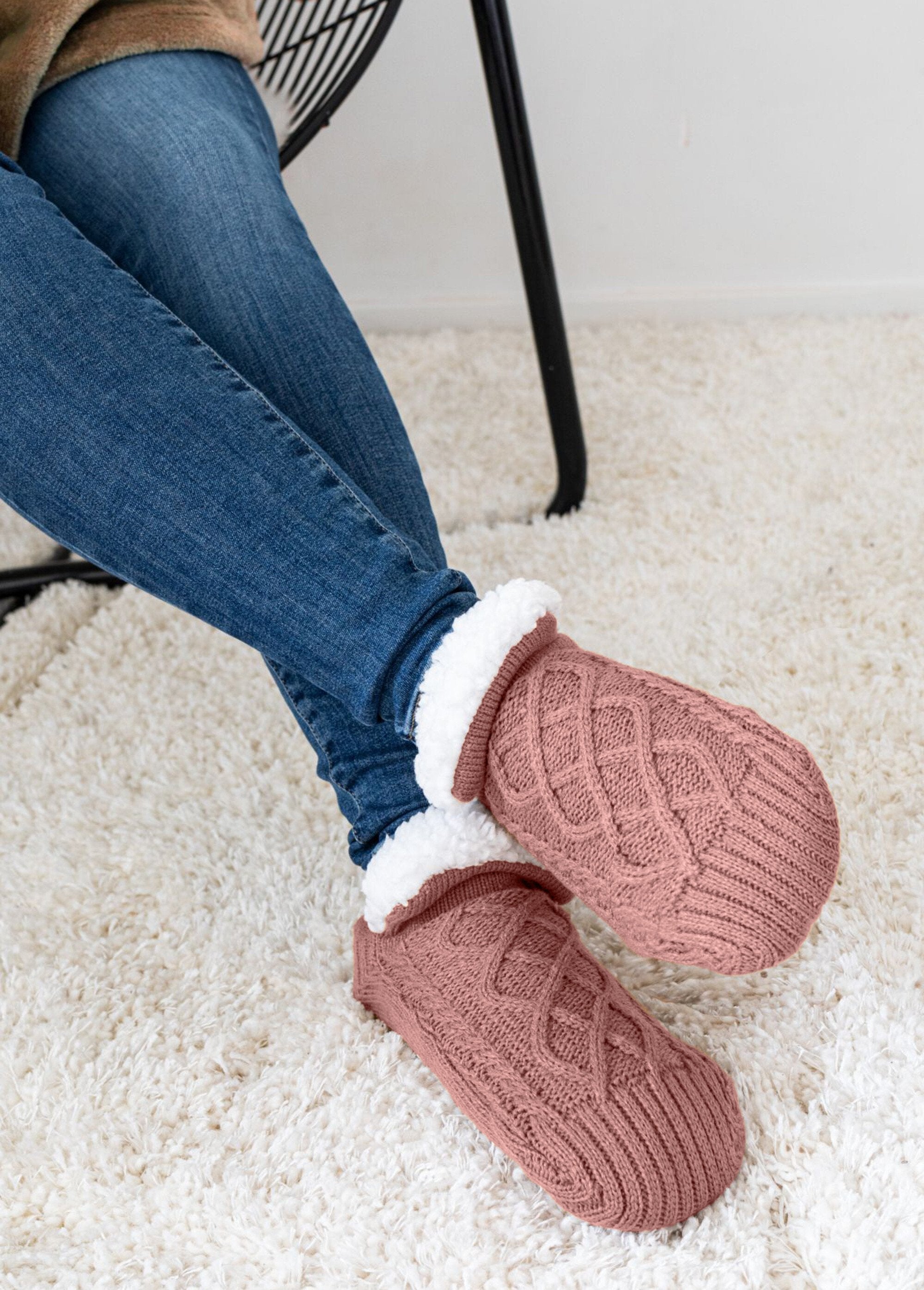 Lined,_non-slip_slipper_socks_Rose_gold_SF1_slim