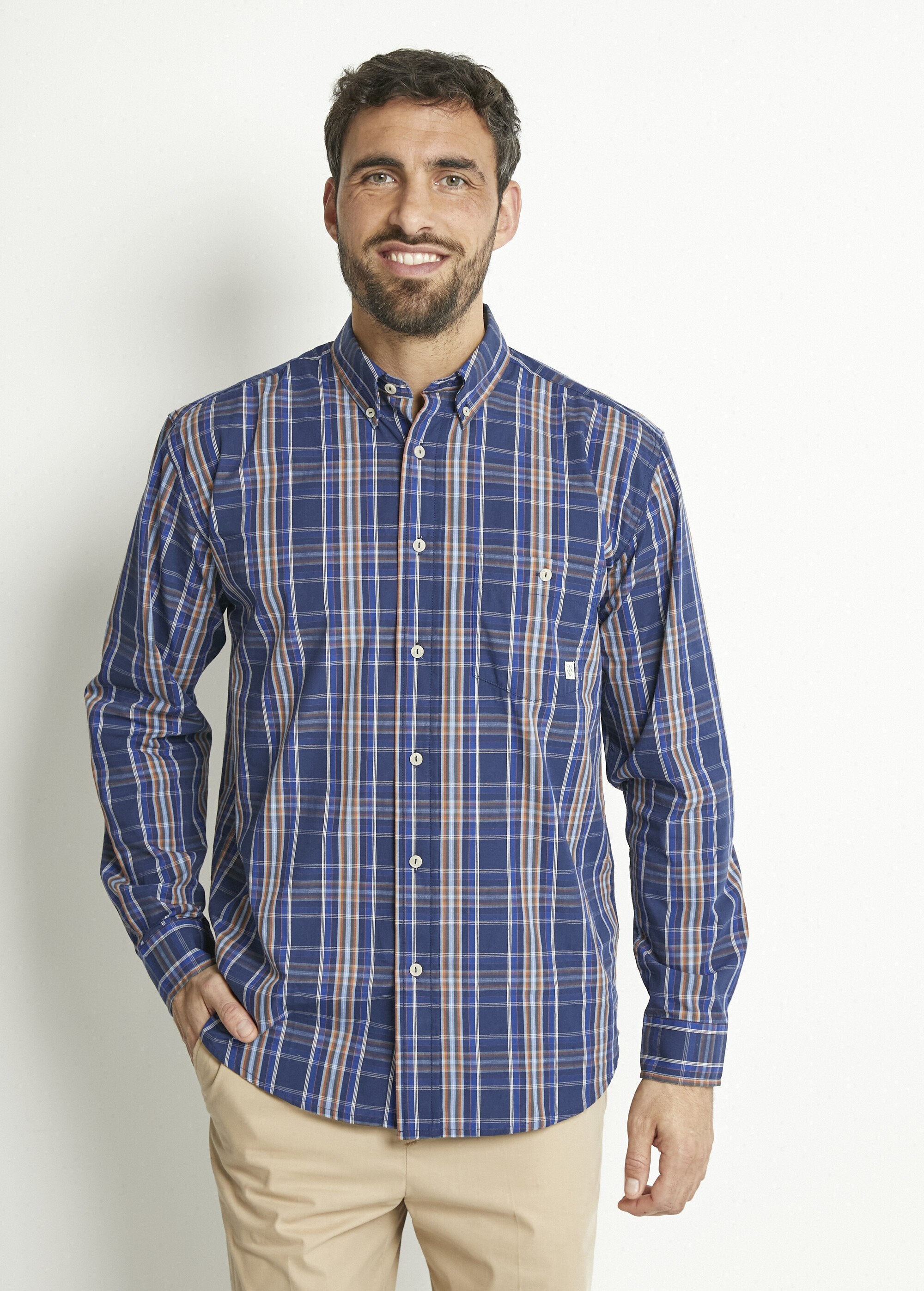 Long-sleeved_plain_or_checked_cotton_shirt_Blue_tiles_FA1_slim