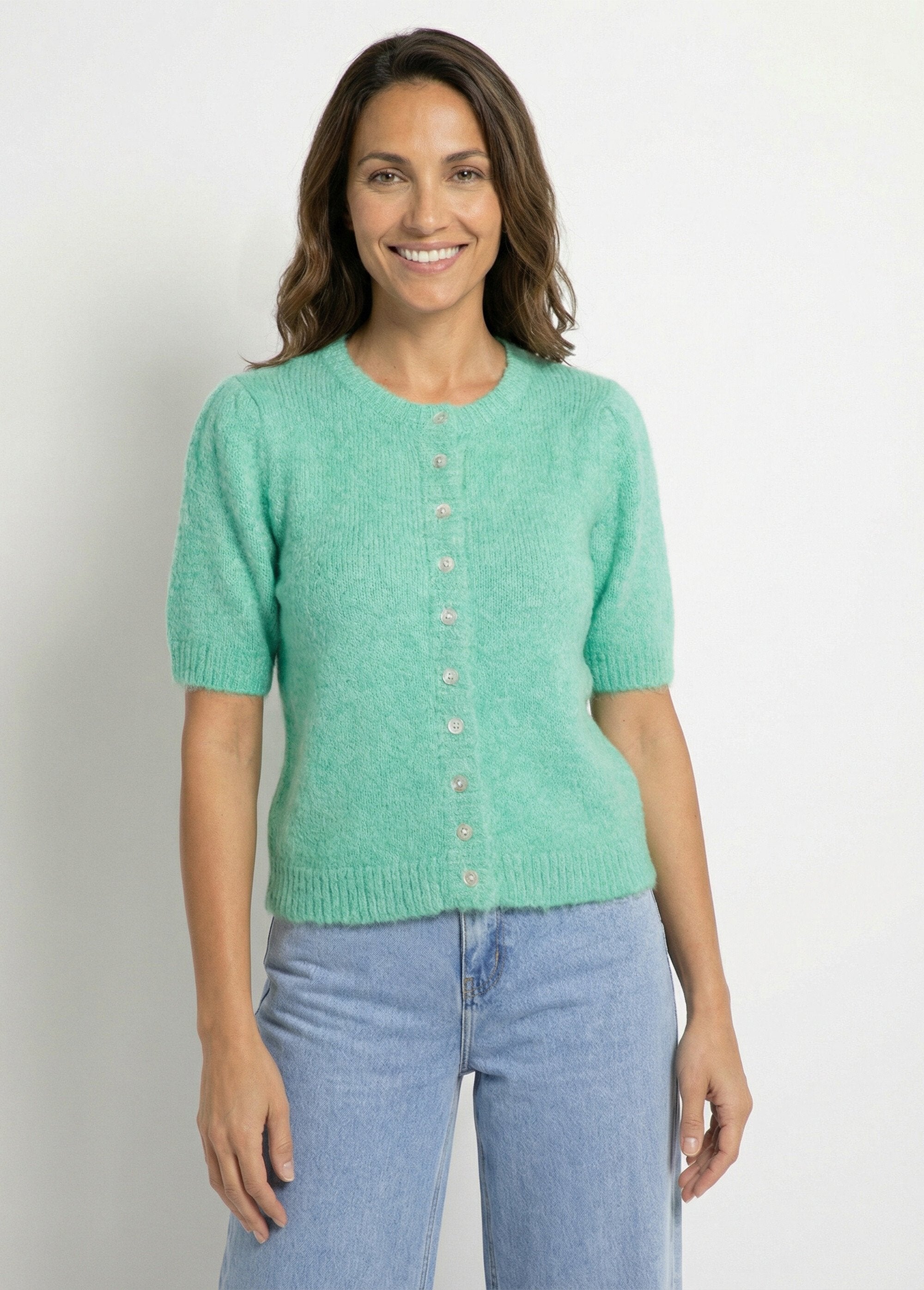 Short-sleeved_cardigan_with_wool_Aqua_green_FA1_slim