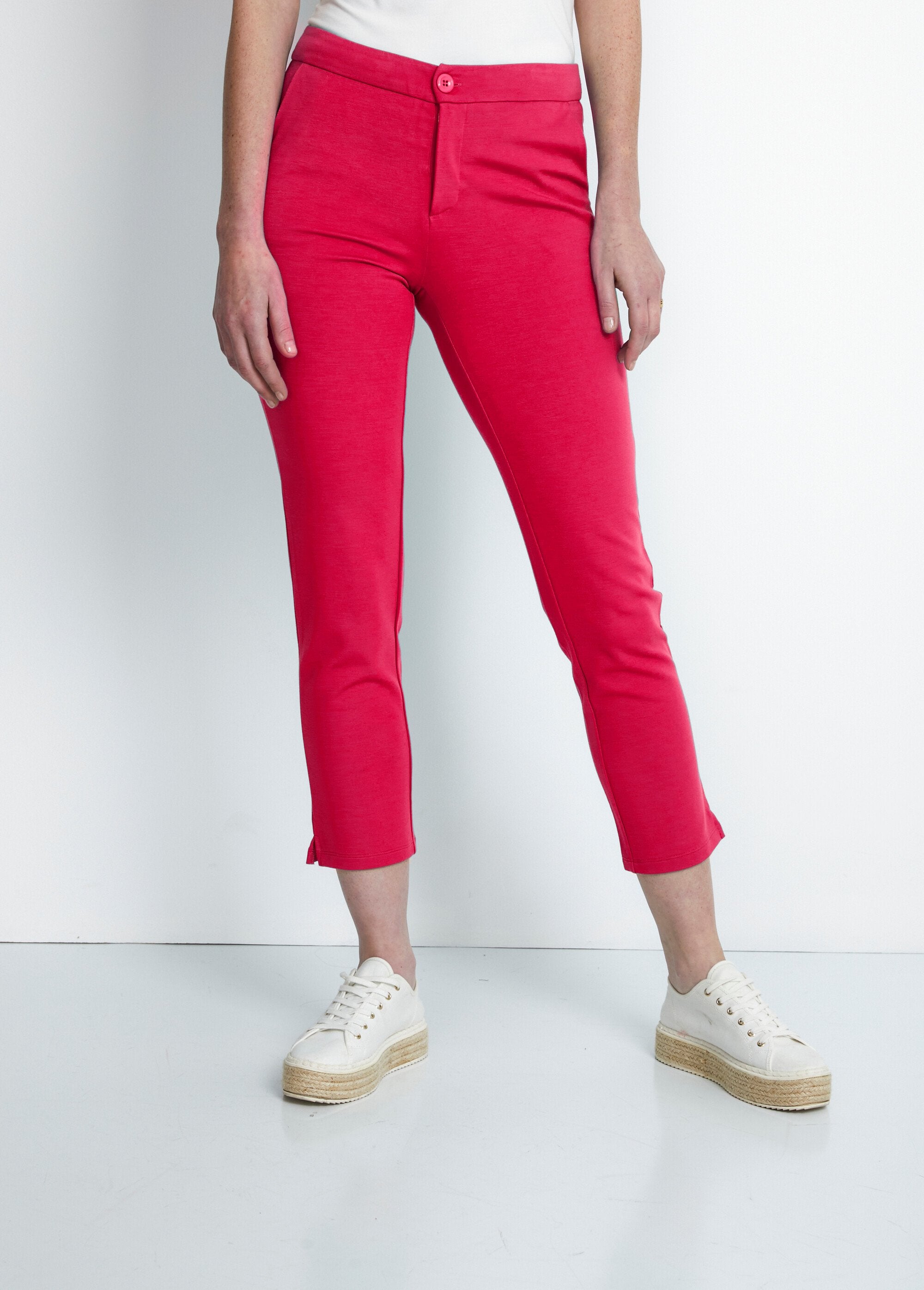 Milano_knit_7/8_straight_pants_Pink_FA1_slim