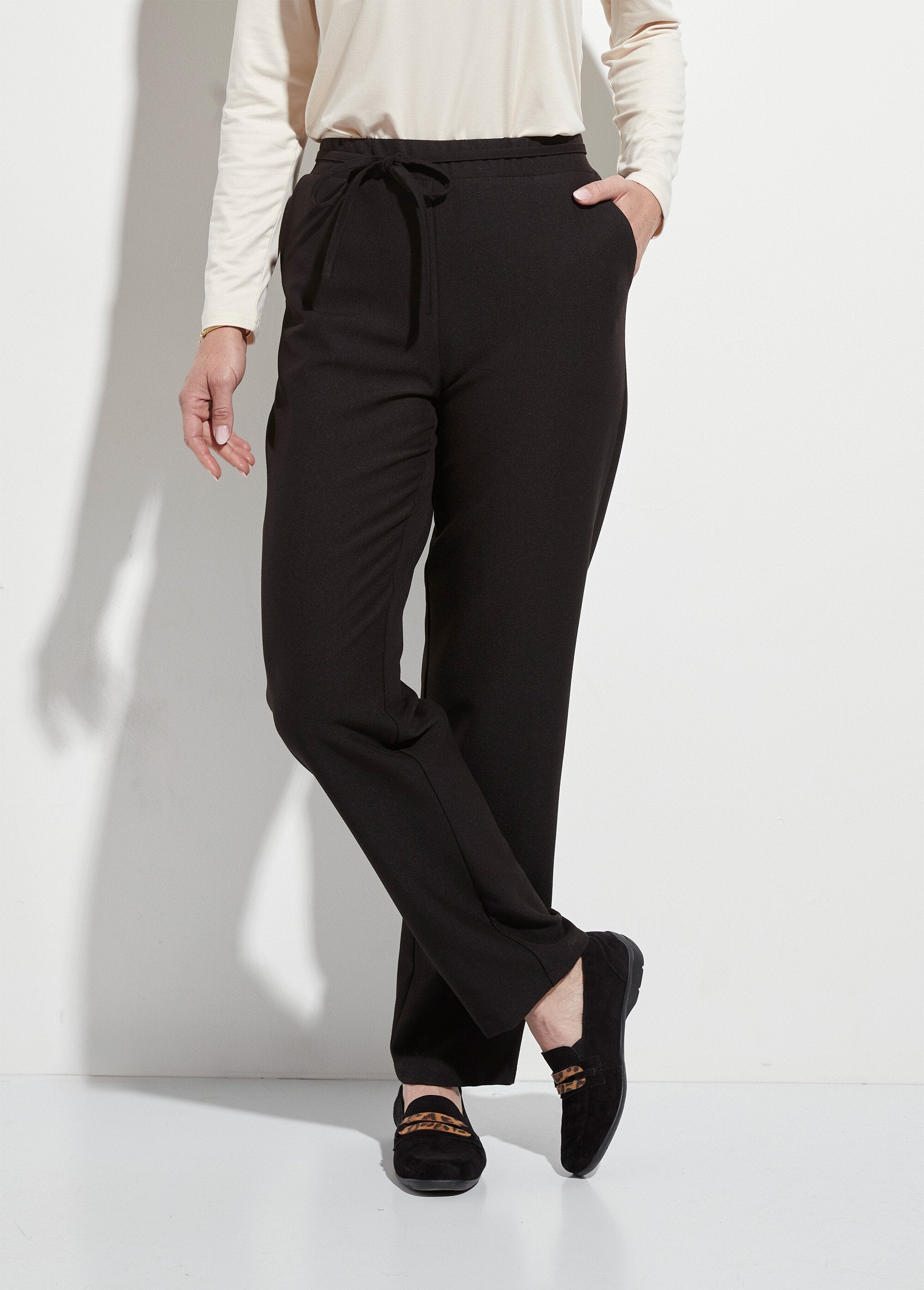 Pantalon_droit_lien_à_la_taille_3/4_élastiquée_Noir_FA1_slim