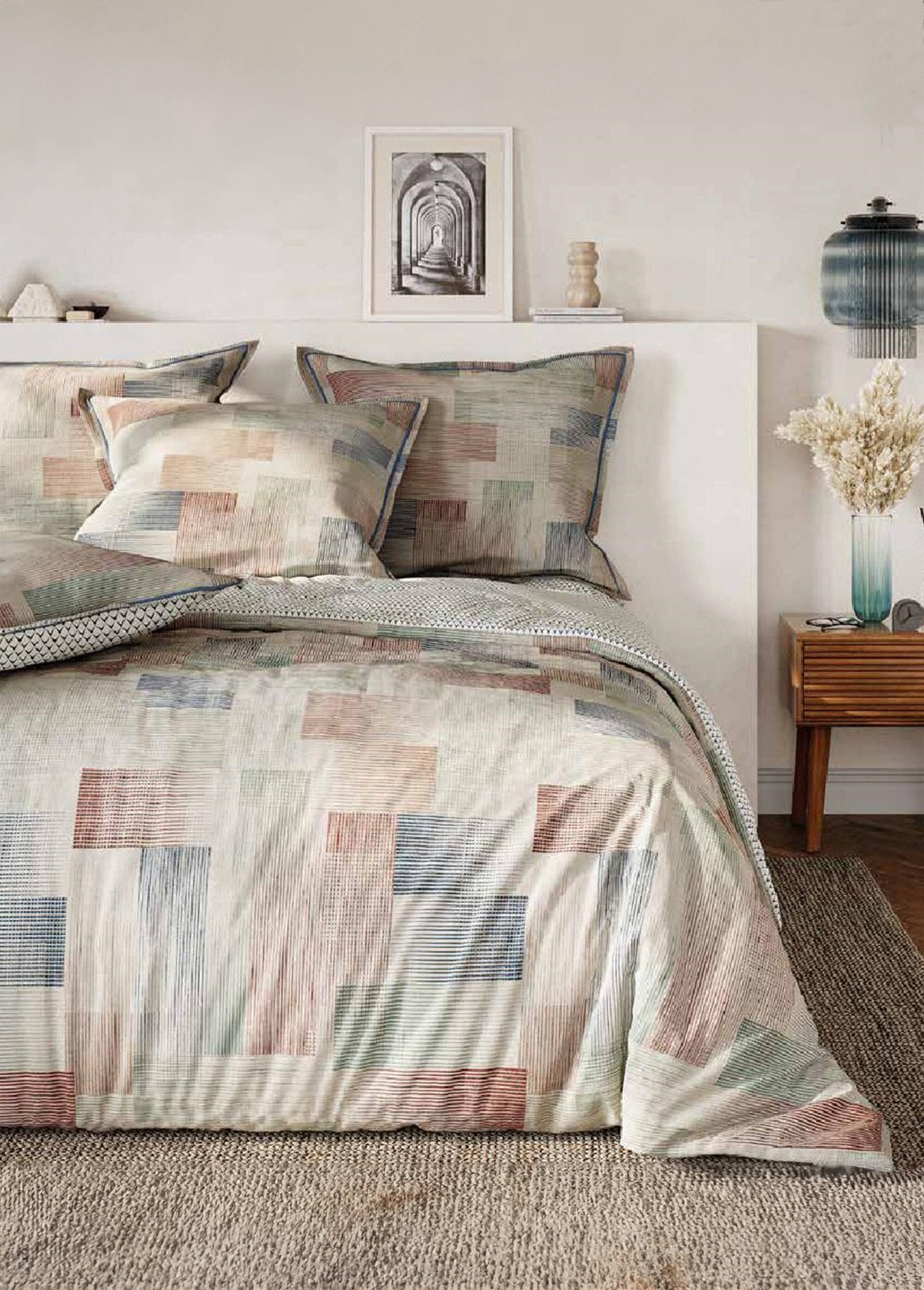 Parure_de_lit_3_pièces_avec_housse_de_couette,_carrés_Imprime_beige_FA1_slim