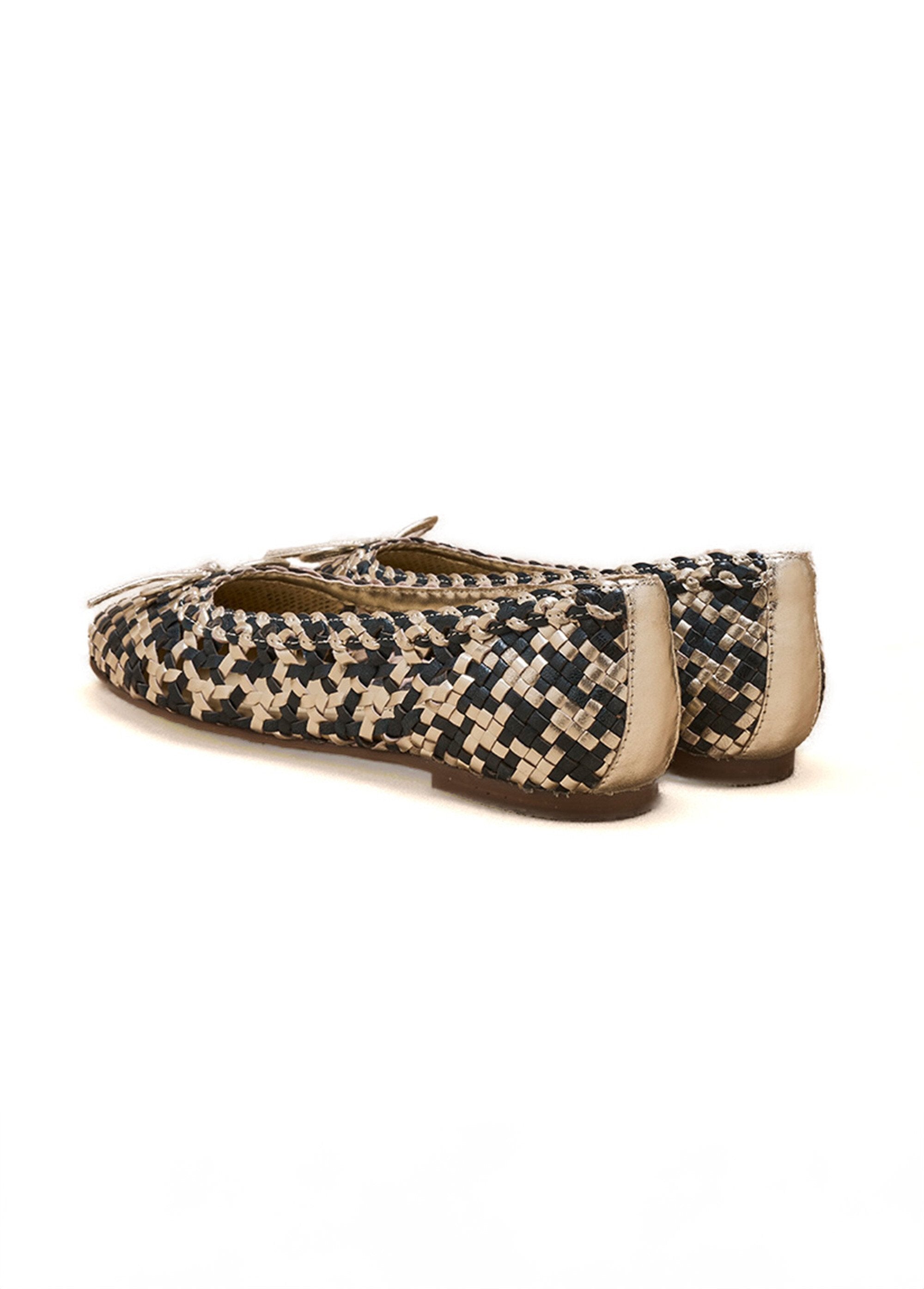 Comfort_width_braided_leather_ballerinas_Navy_and_gold_DO1_slim