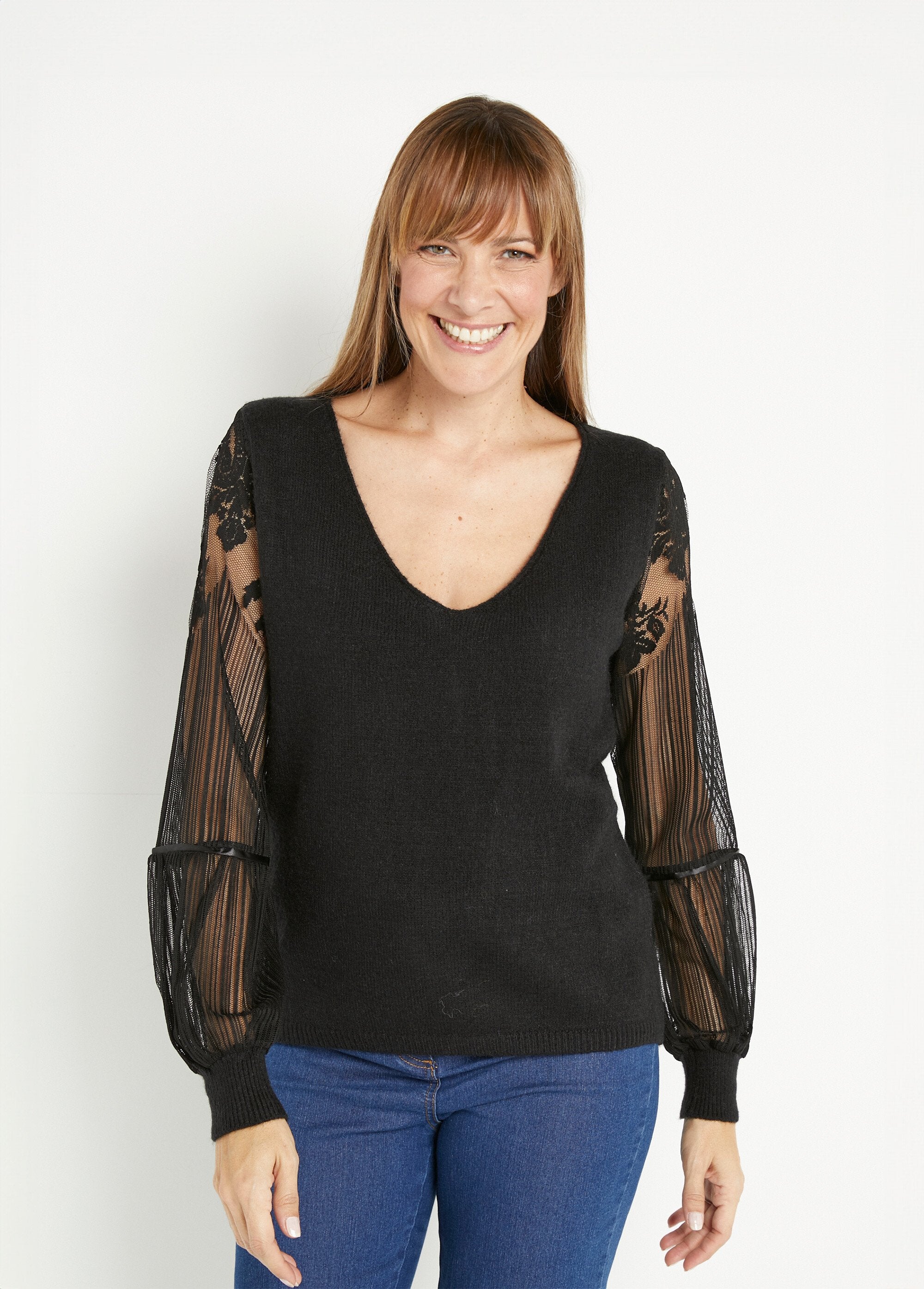 V-neck_sweater_with_fishnet_and_lace_sleeves_Black_FA1_slim