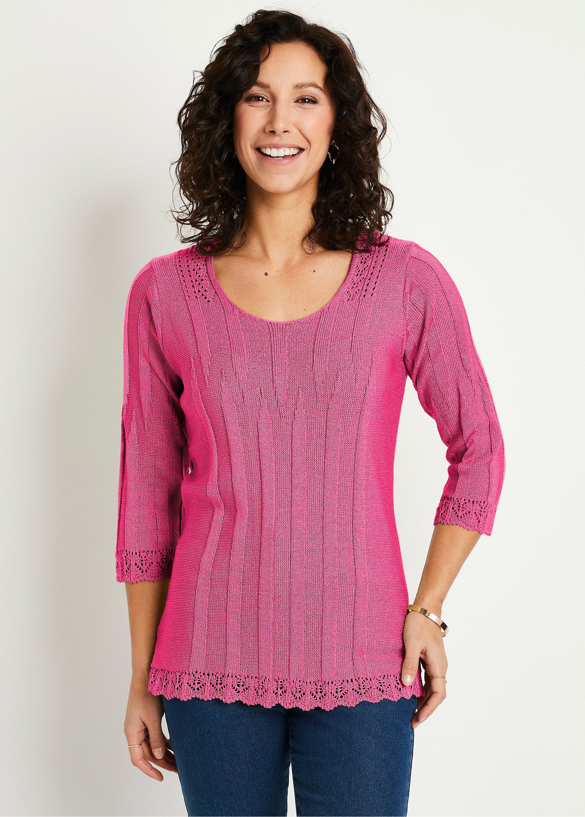 Short_openwork_round_neck_sweater_Fuchsia_FA1_slim