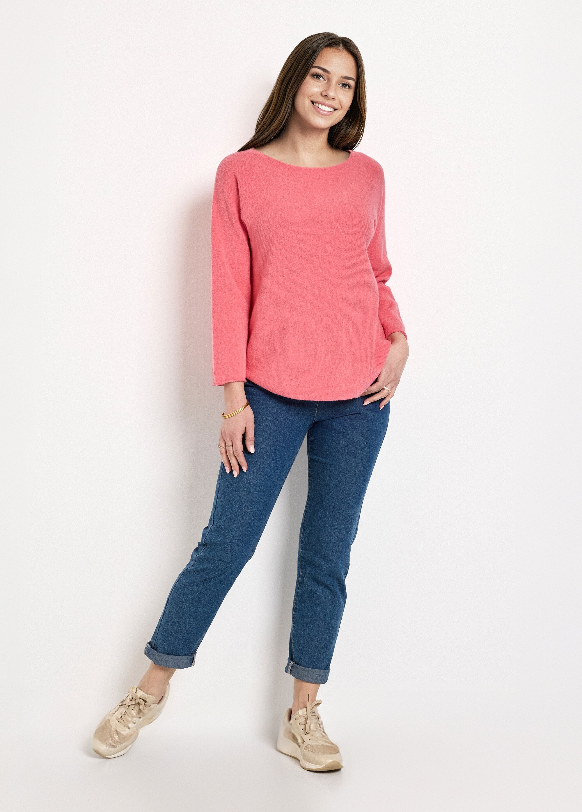 Long-sleeved_boat_neck_sweater_Coral_SF1_slim