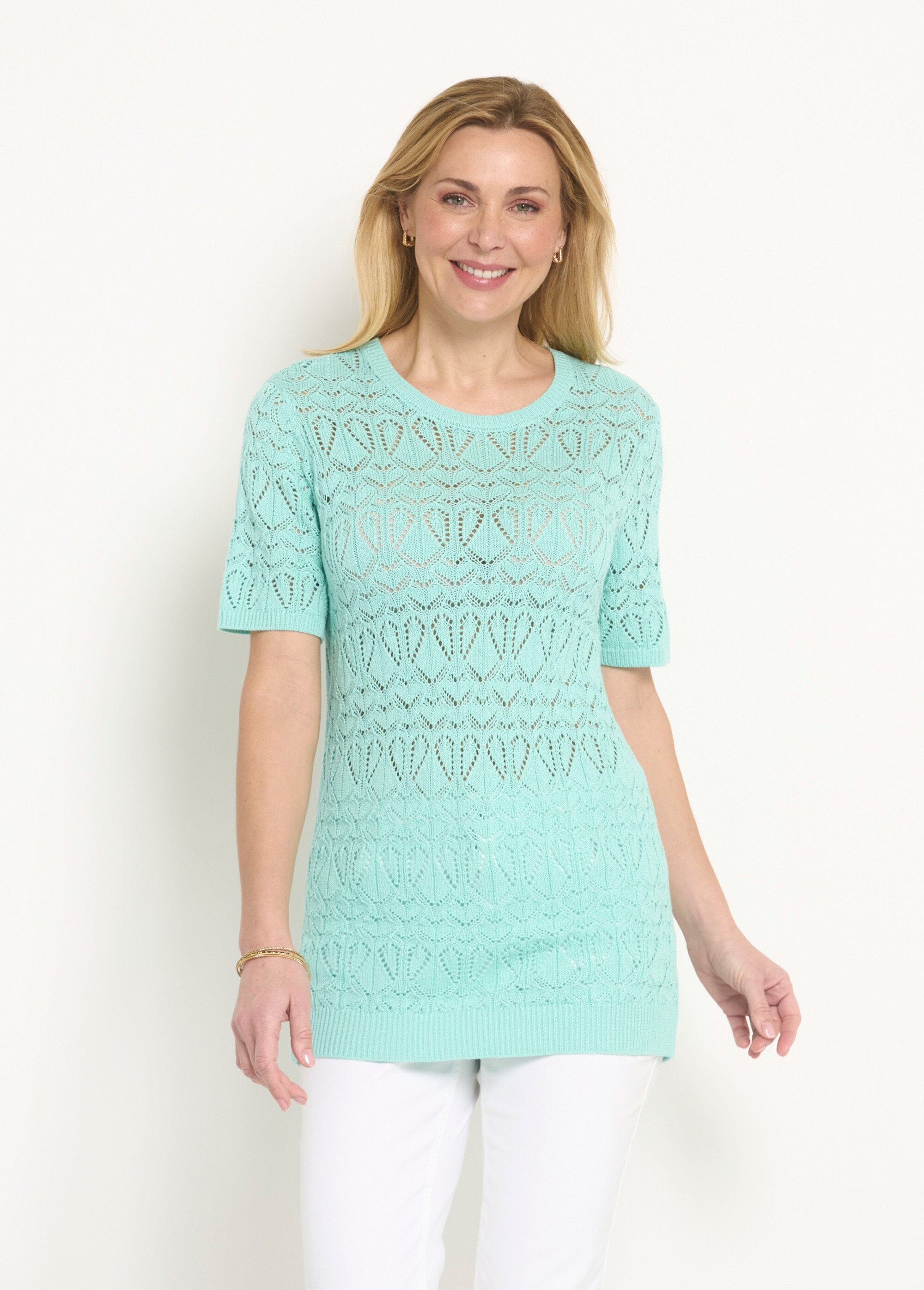 Thin_openwork_short-sleeved_cotton_sweater_water_green_FA1_slim