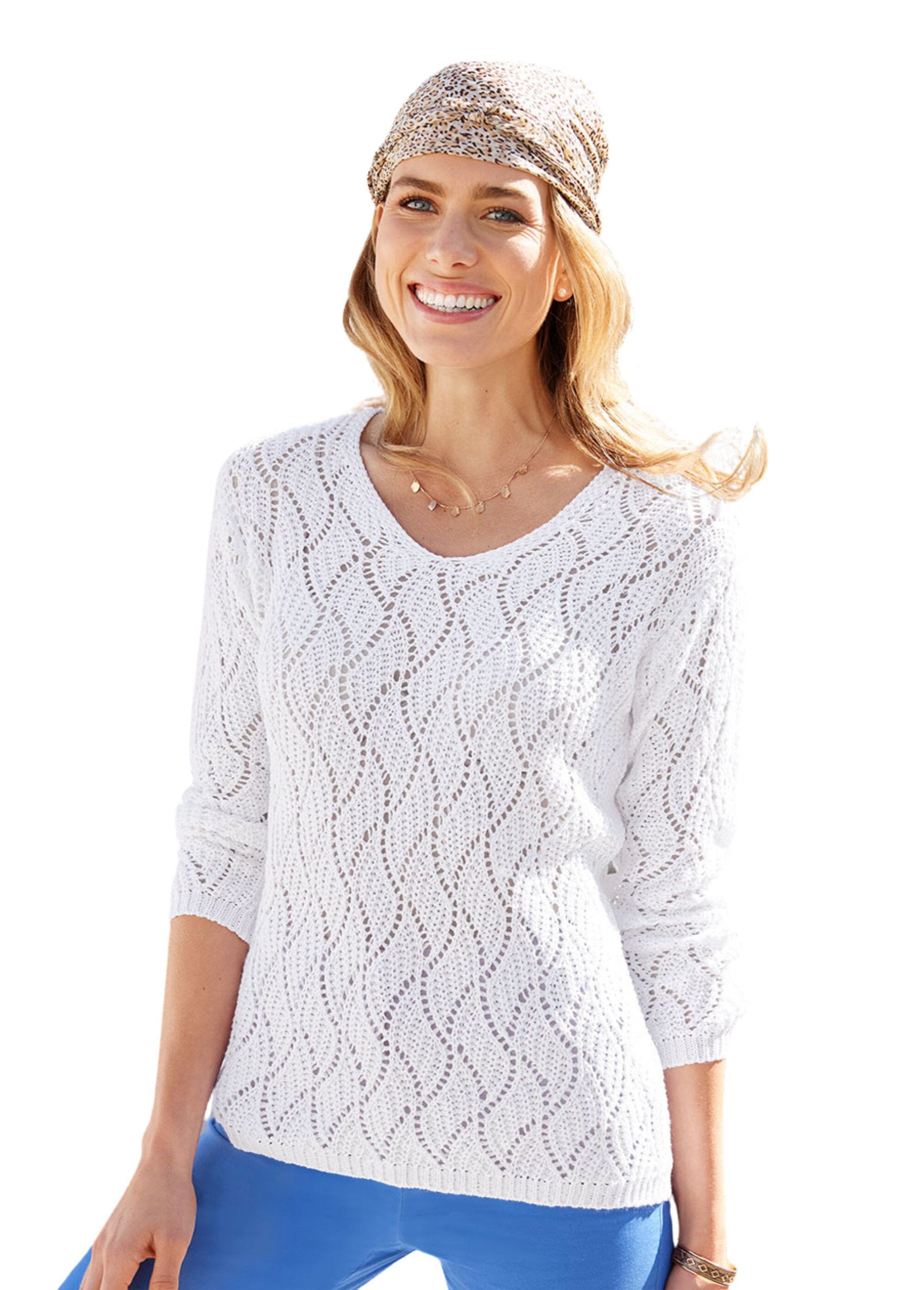 Pull_maille_fantaisie_ajourée_col_V_Blanc_FA1_slim