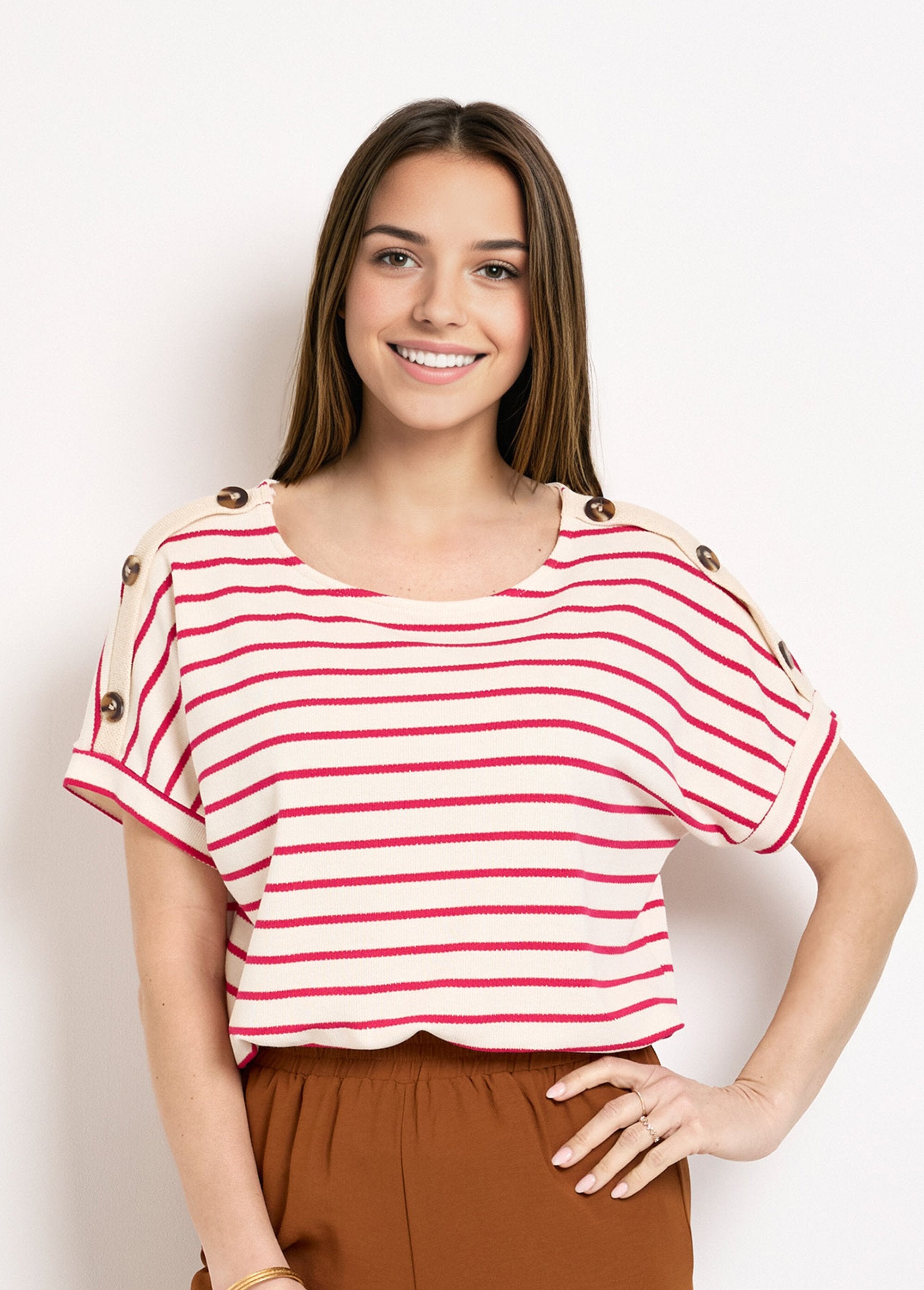 Short-sleeved_knitted_sailor_sweater_Ecru_and_fuchsia_FA1_slim