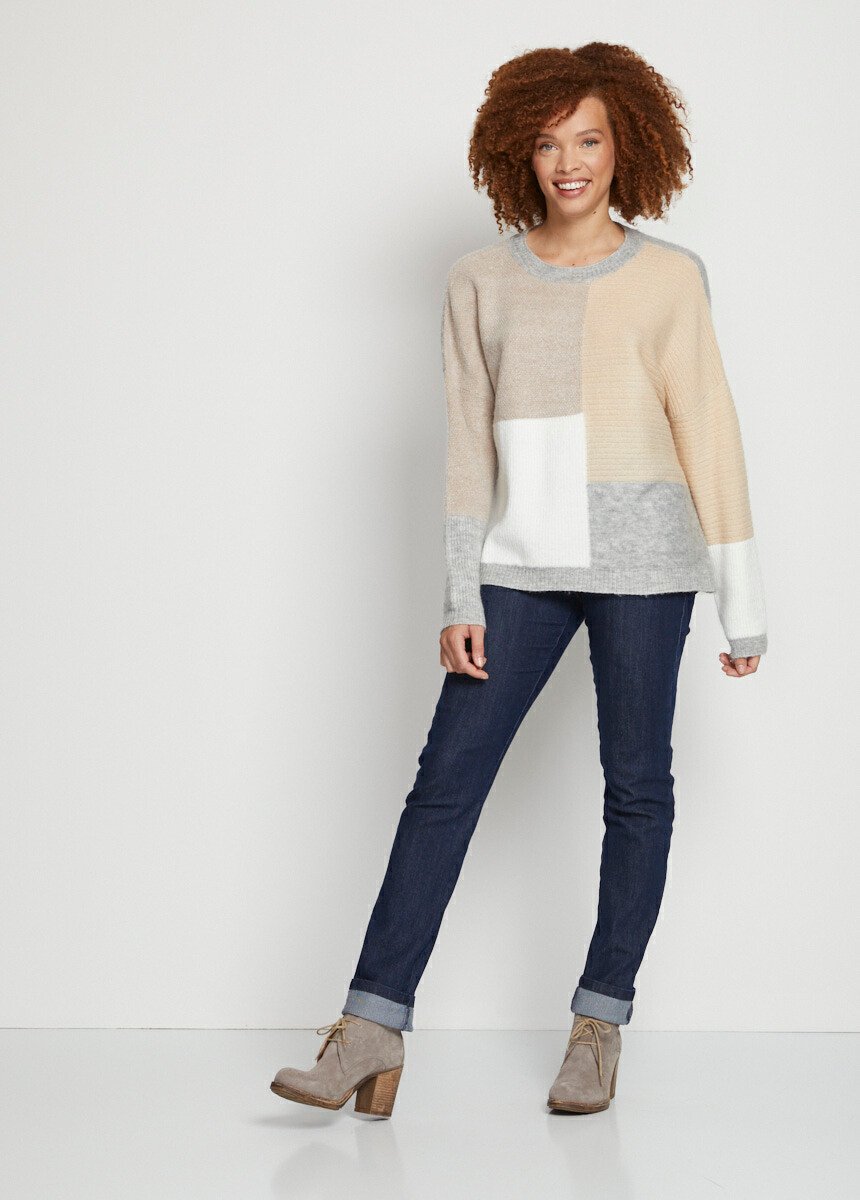Round_neck_patchwork_sweater_Beige_and_gray_SF1_slim
