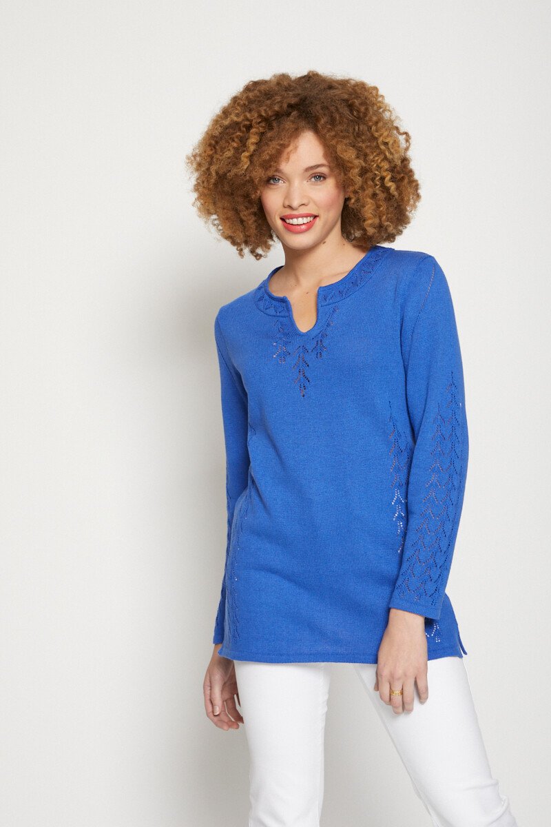 Openwork_pattern_tunic_sweater_with_fancy_collar_Blue_FA1_slim
