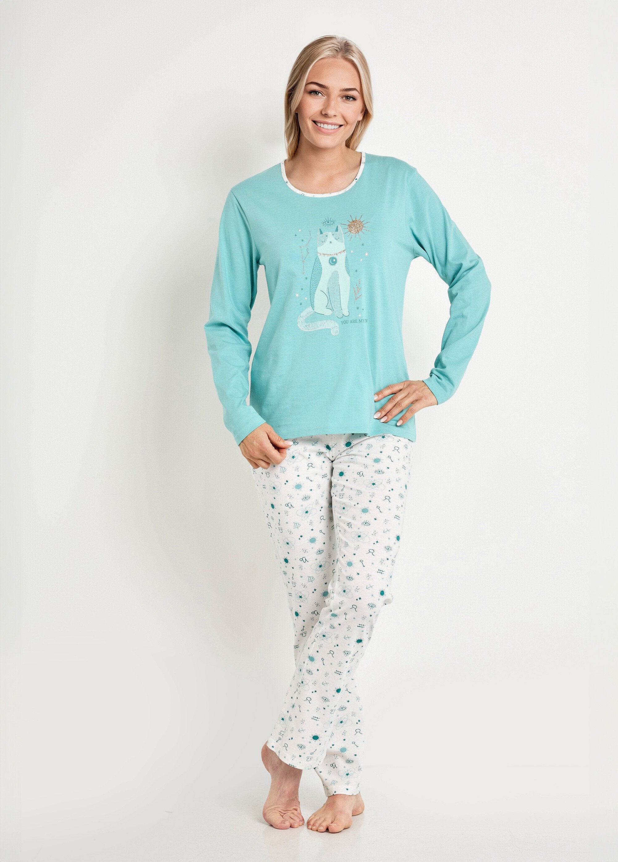 Long-sleeved_cotton_pyjama_pants_Aqua_and_Ivory_FA1_slim