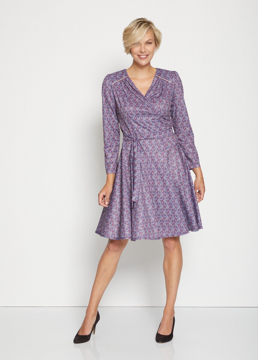 Wrap-effect_crossover_neckline_dress_Blue_and_plum_FA1_slim