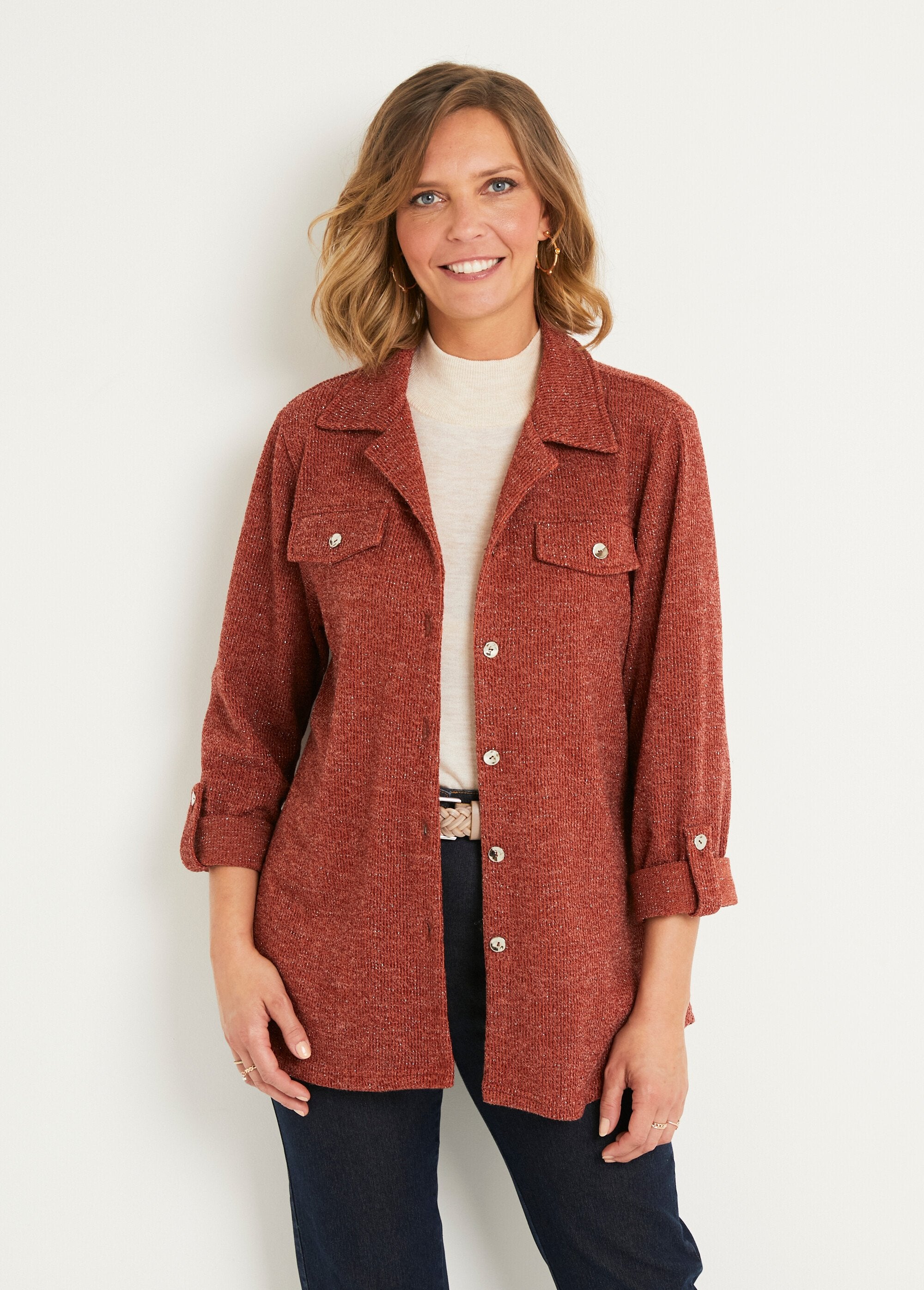 Long_buttoned_ribbed_knit_overshirt_Brown_FA1_slim
