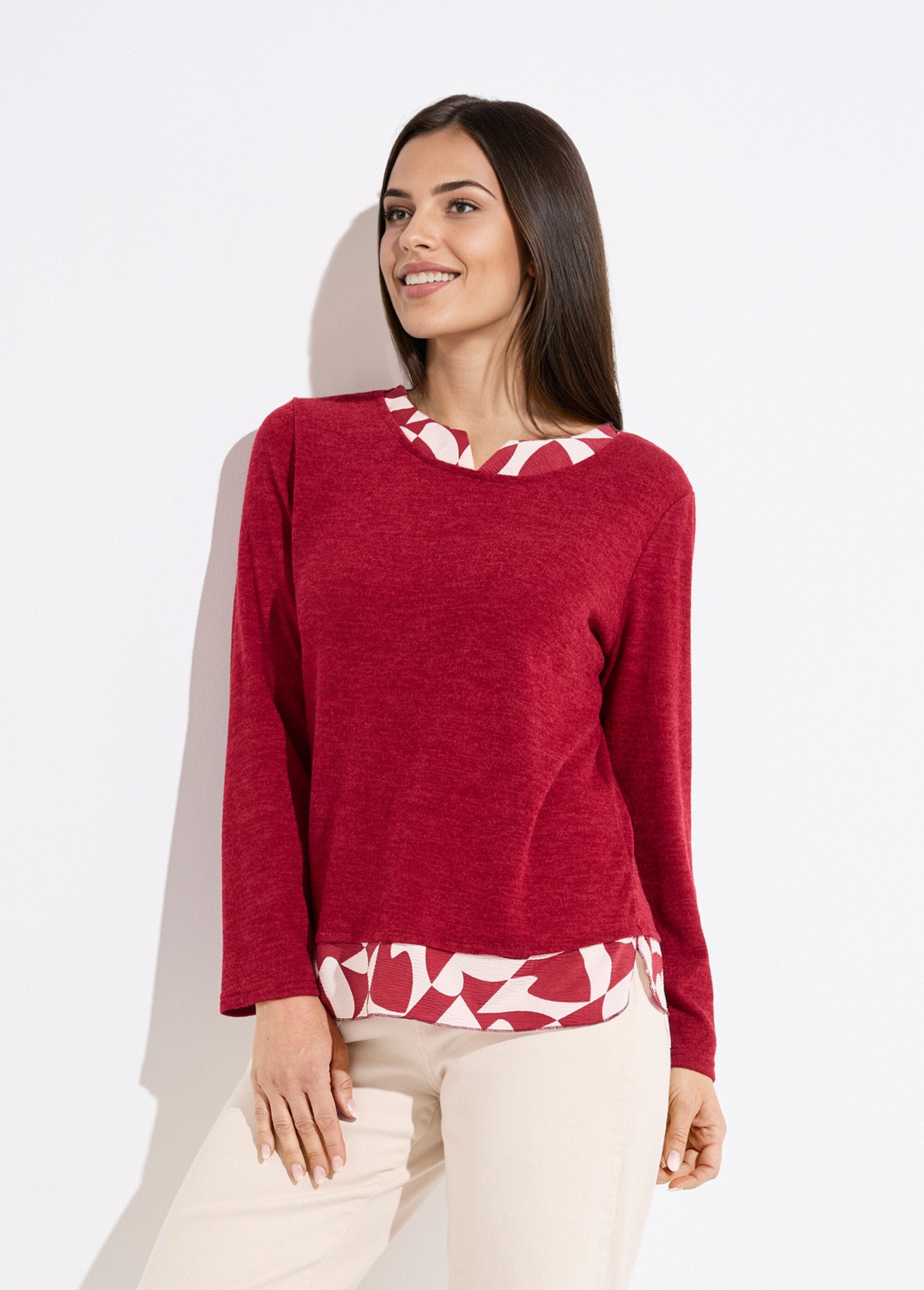 T-shirt_chaud_effet_2_en_1_manches_longues_Bordeaux_FA1_slim