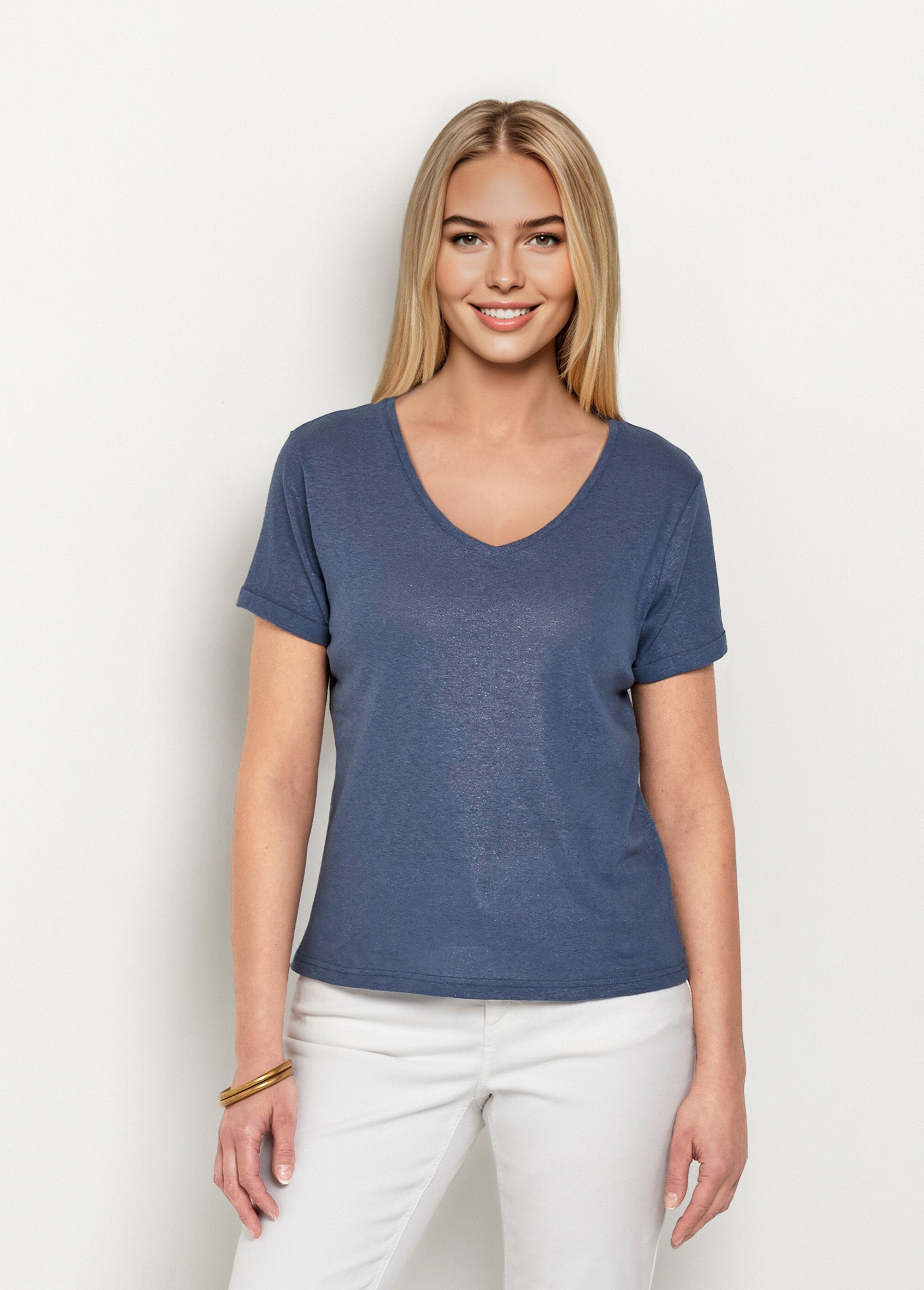 Metallic_mesh_t-shirt,_cotton_linen_Blue_FA1_slim