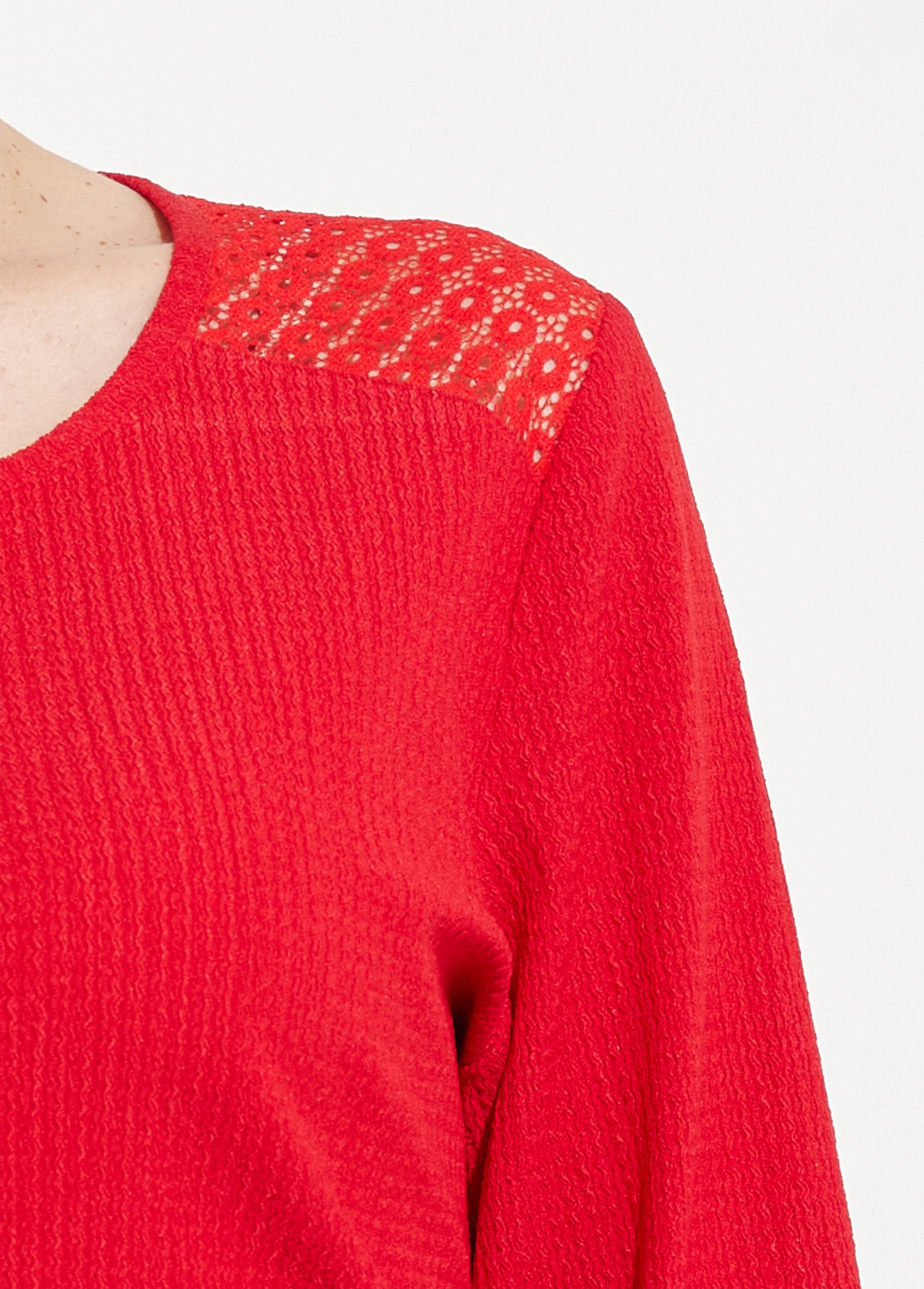 Waffle_knit_T-shirt_with_lace_and_jeweled_neckline_Red_DE2_slim