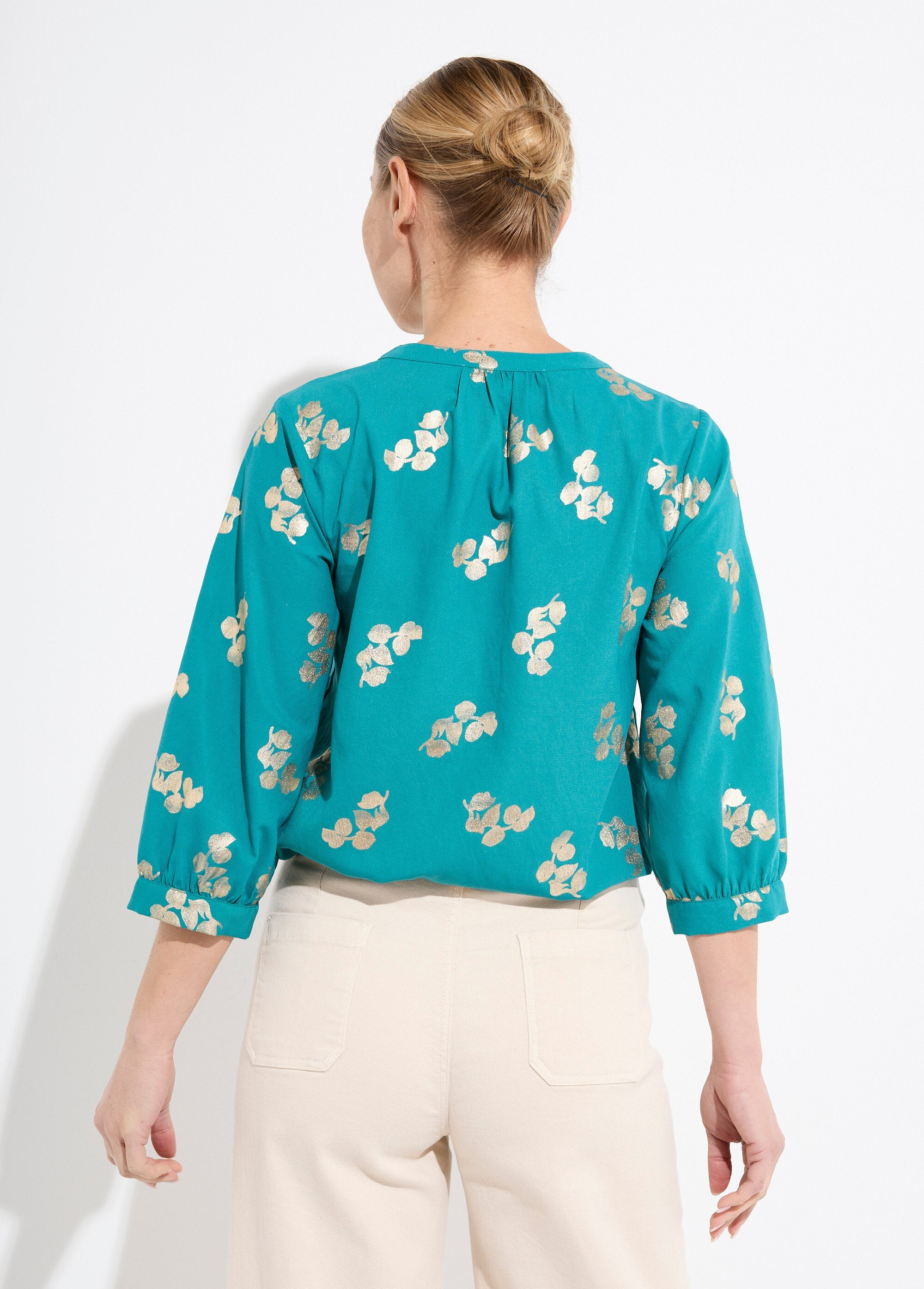 Loose-fitting_button-down_tunic_with_3/4-length_sleeves_Green_DO1_slim